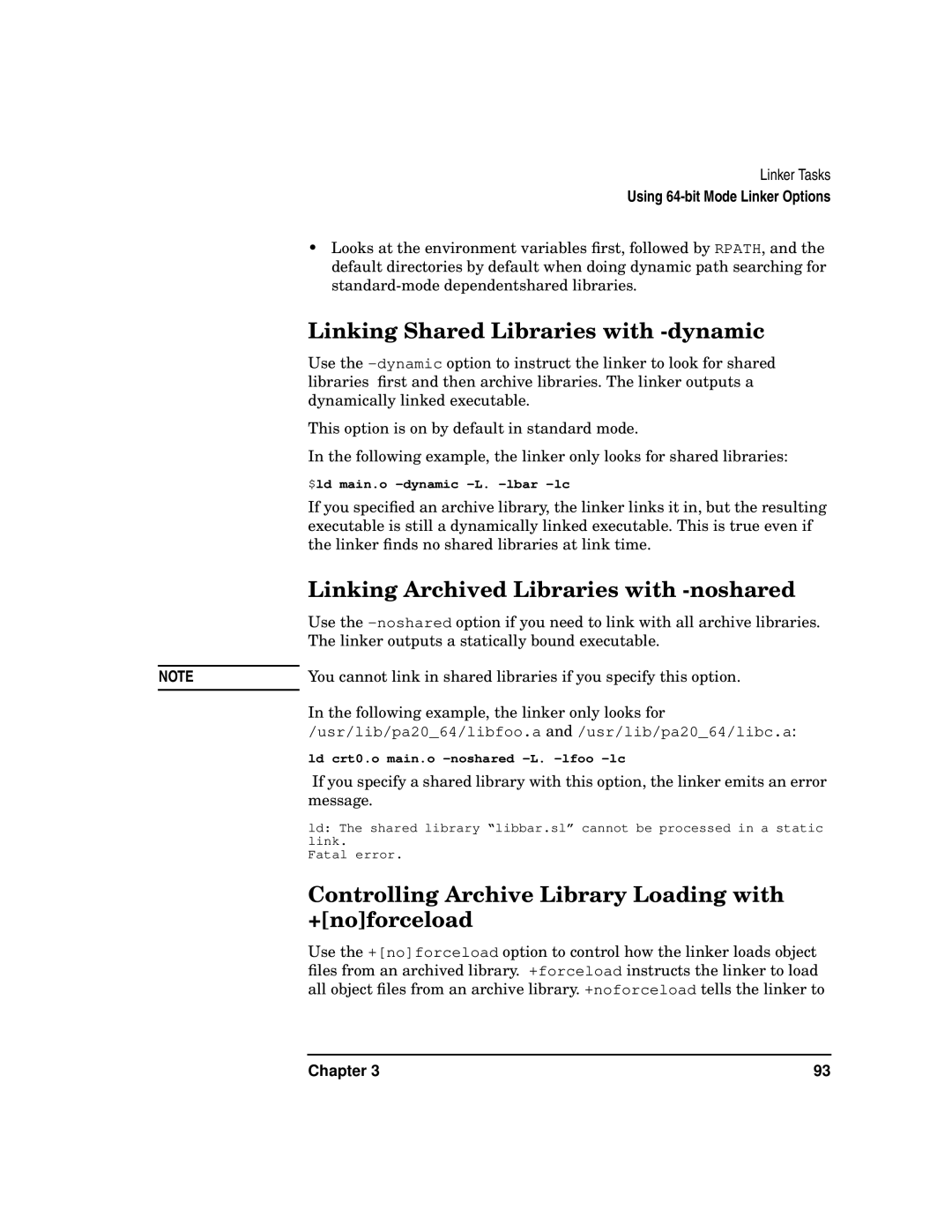 Kenwood HP 9000 manual Linking Shared Libraries with -dynamic, Linking Archived Libraries with -noshared 