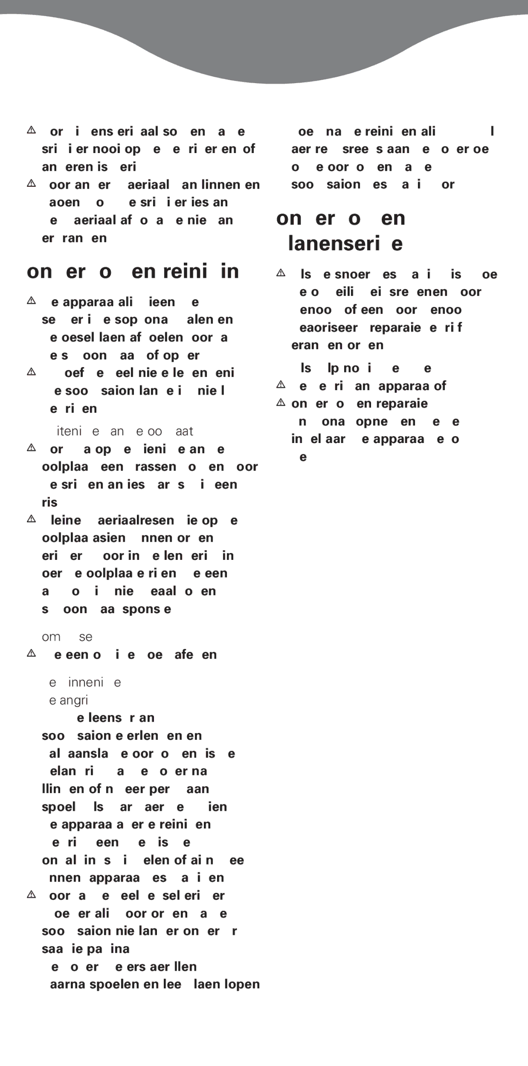 Kenwood IC450 Series manual Onderhoud en reiniging, Onderhoud en klantenservice, Buitenzijde van de zoolplaat, Omhulsel 