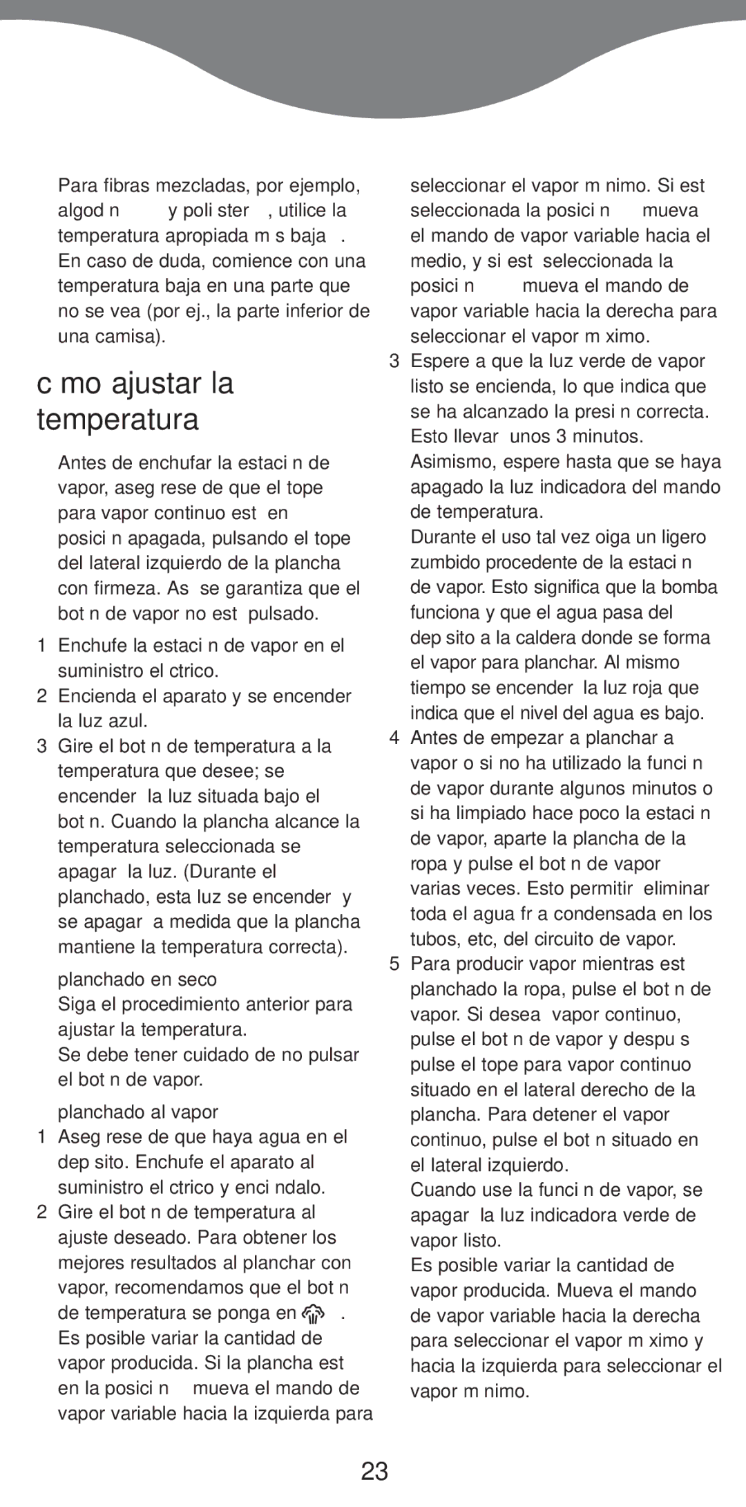 Kenwood IC550 series manual Cómo ajustar la temperatura, Planchado en seco, Planchado al vapor 