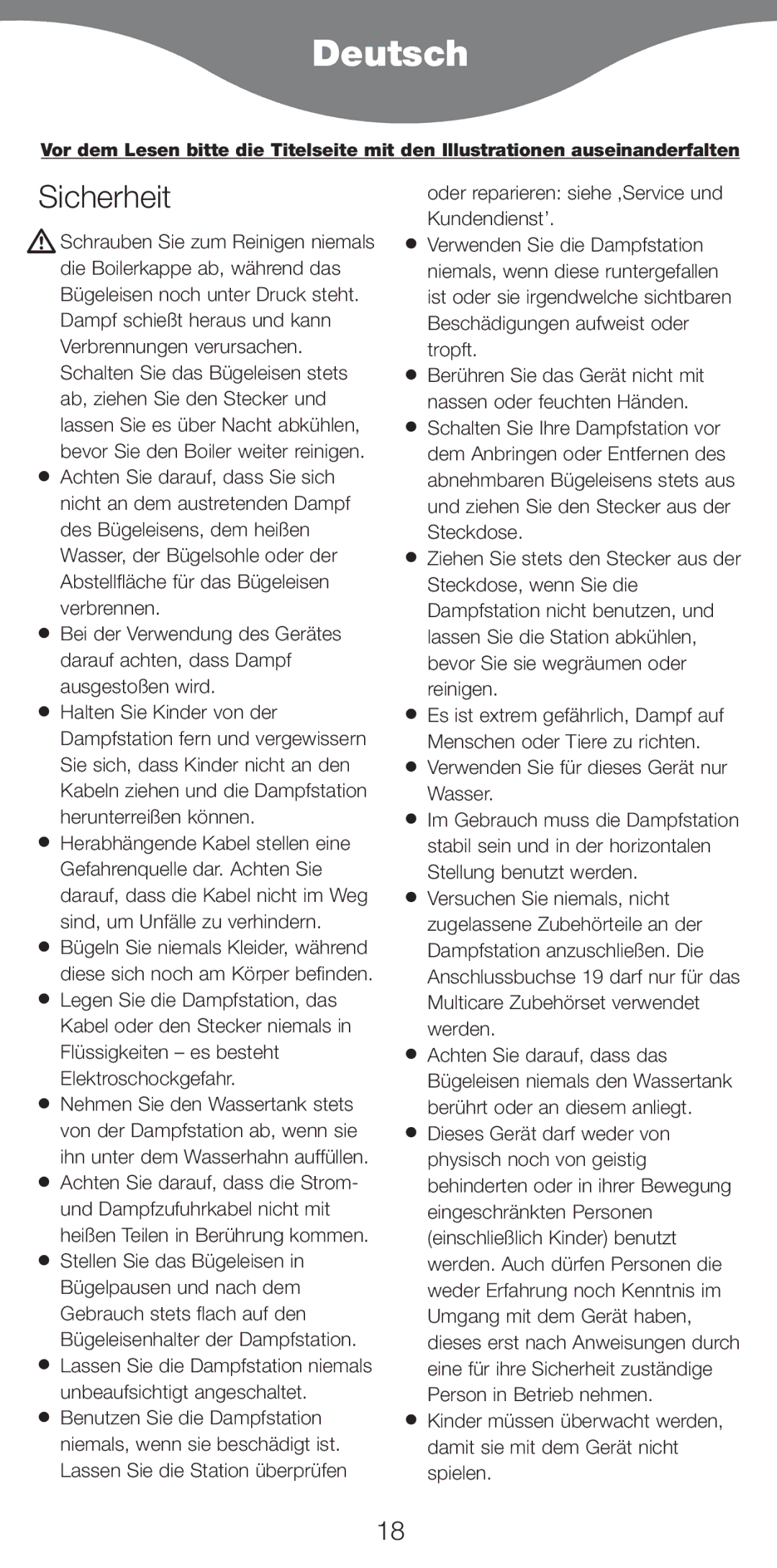 Kenwood IC700, IC800 manual Deutsch, Sicherheit, Oder reparieren siehe ‚Service und Kundendienst’ 