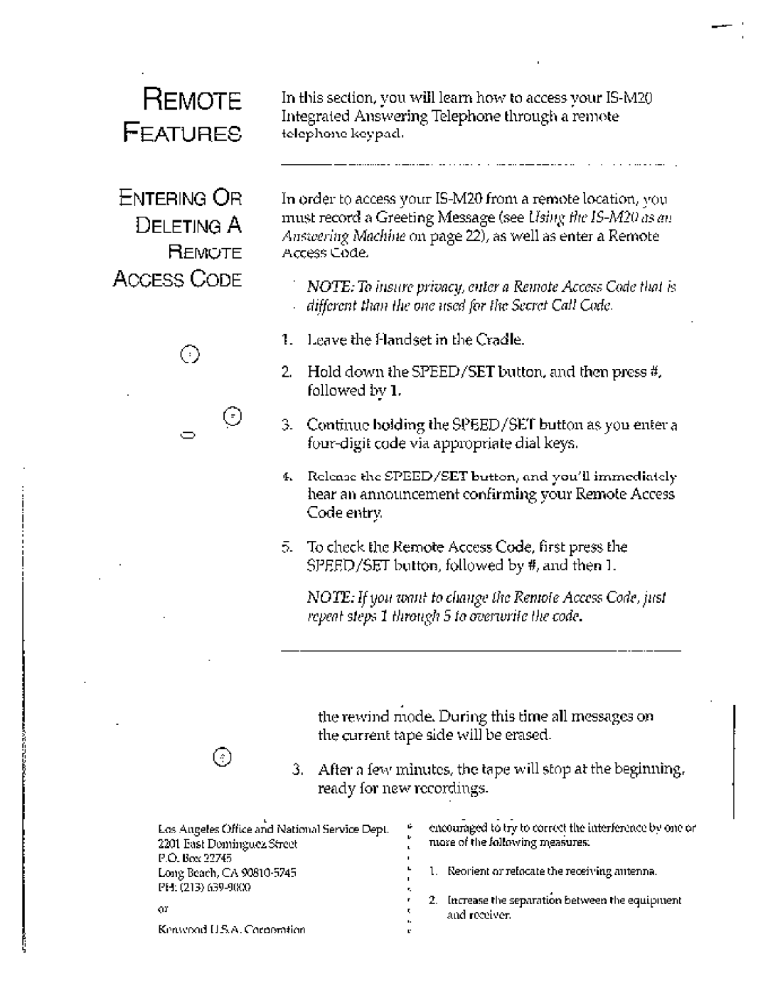 Kenwood 6, IS-M20, Answering Machine manual 