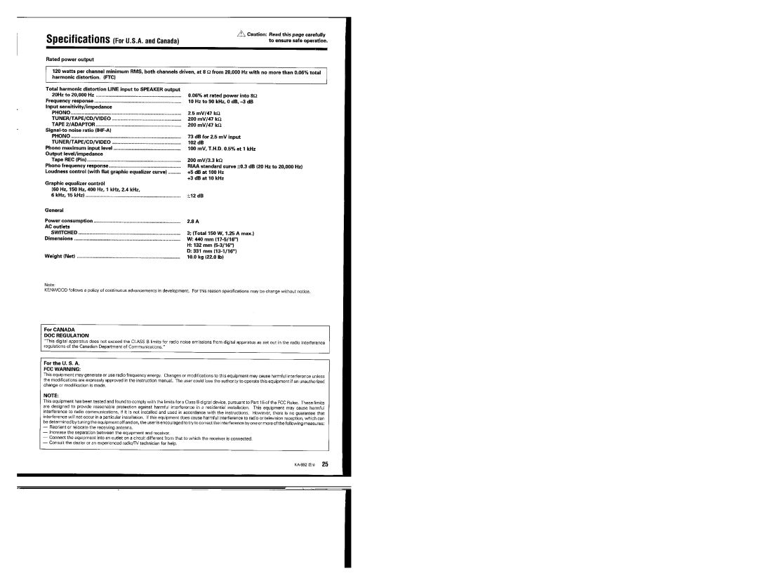 Kenwood KA-892 manual 