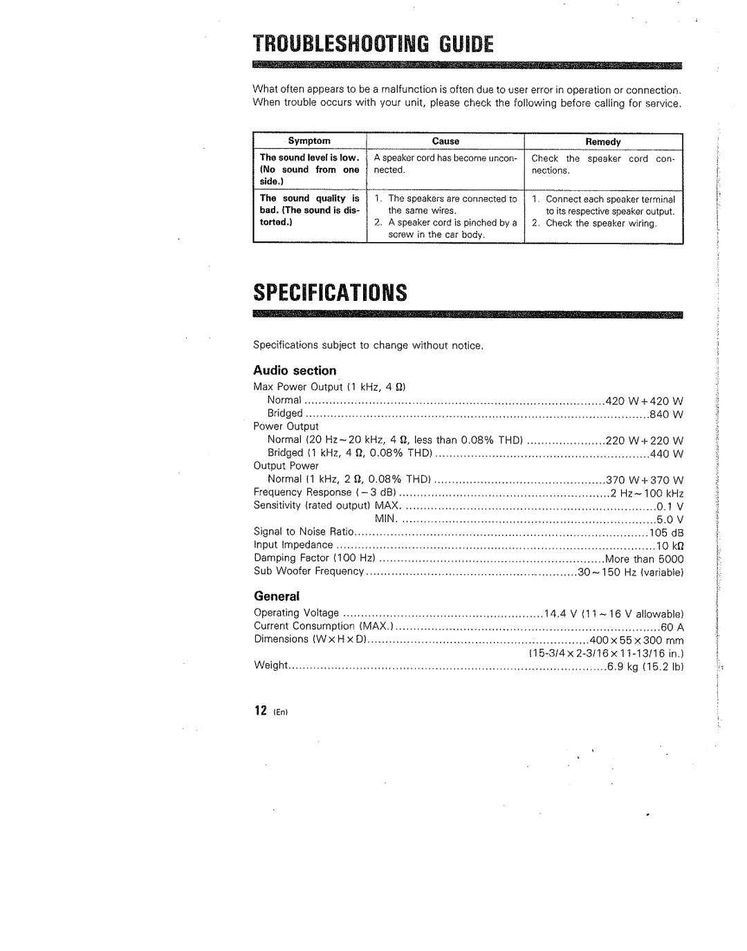 Kenwood KAC-1021 manual 