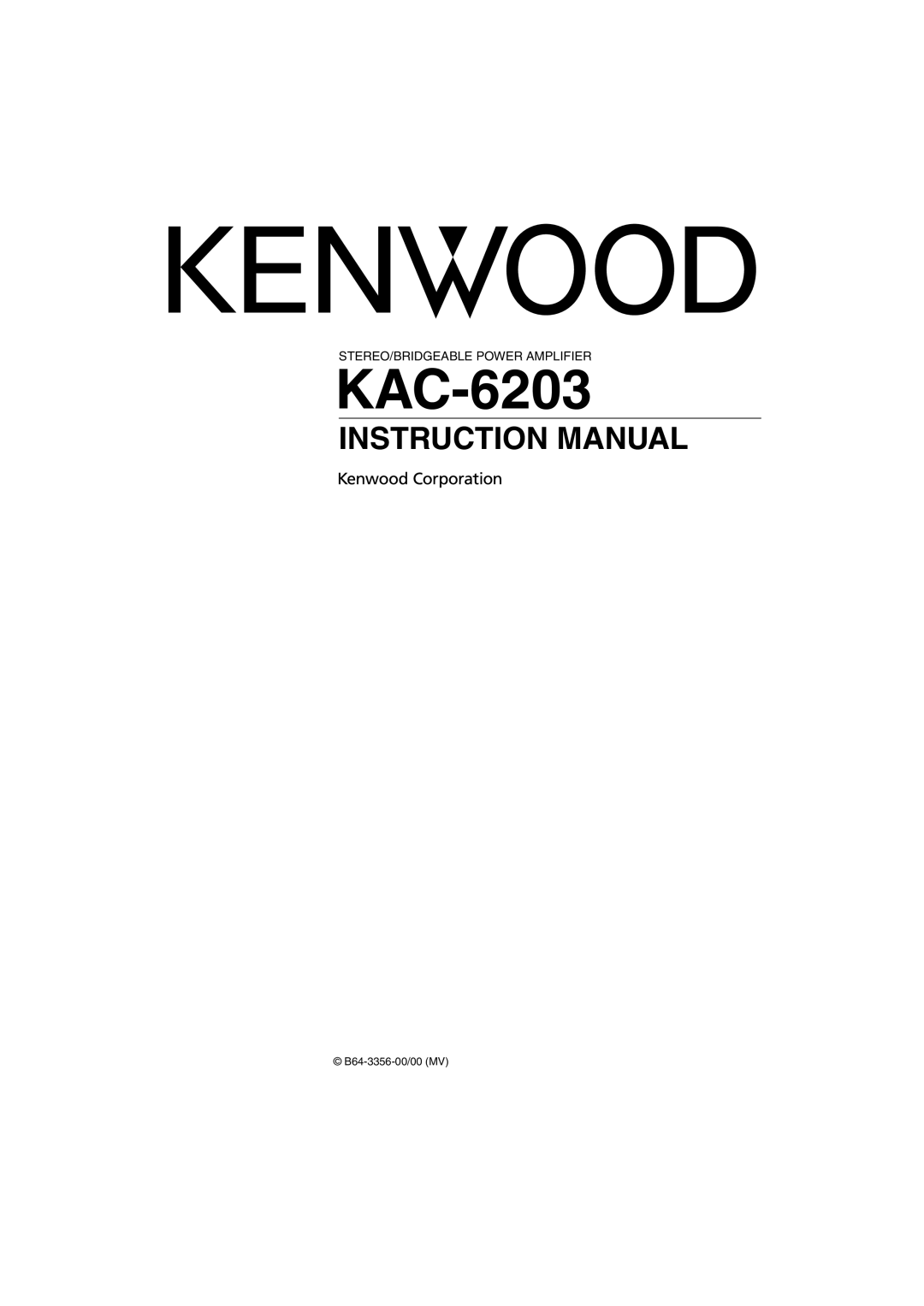 Kenwood KAC-6203 instruction manual 