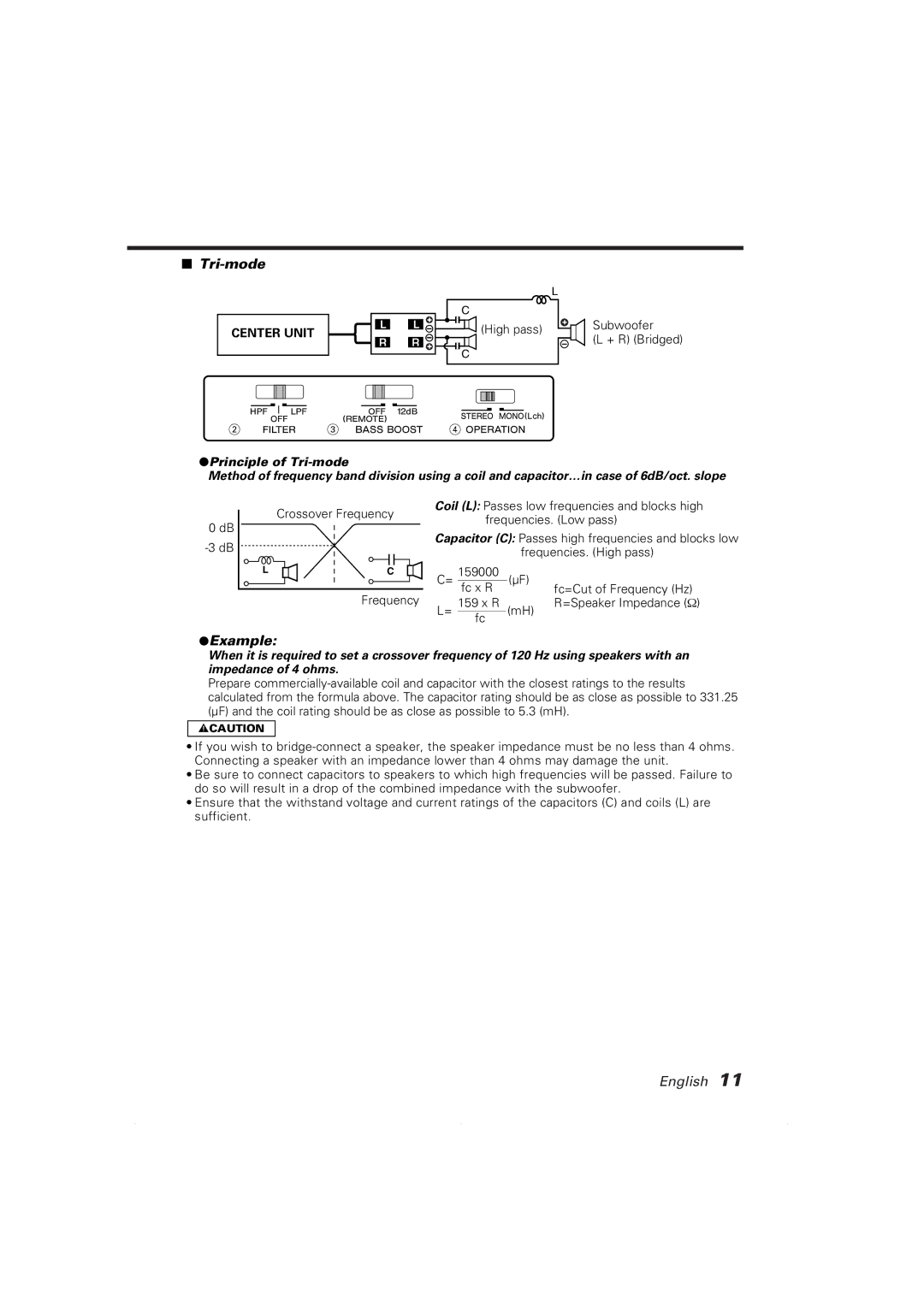 Kenwood KAC-7251, KAC-7201 instruction manual Tri-mode, Example 