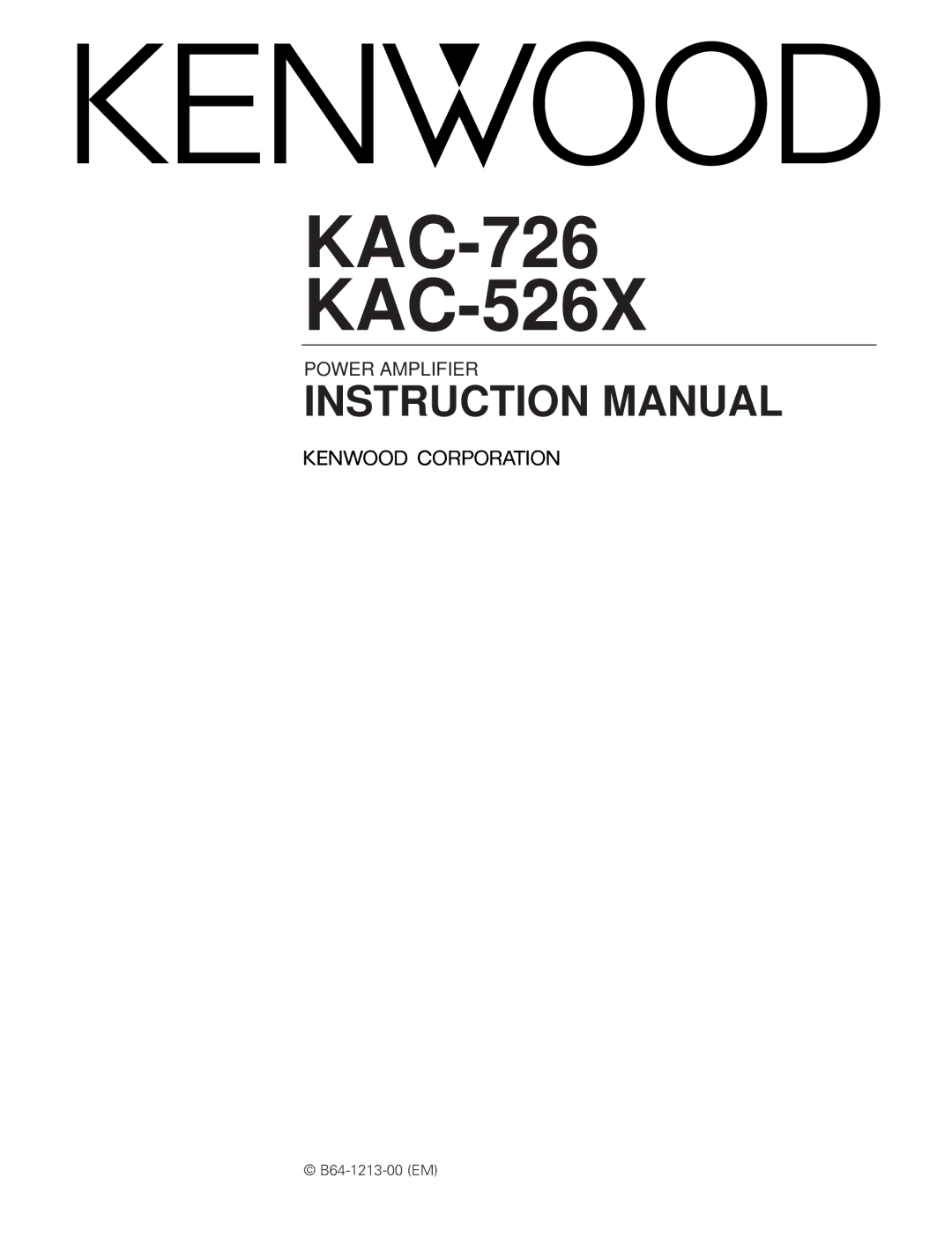 Kenwood instruction manual KAC-726 KAC-526X 