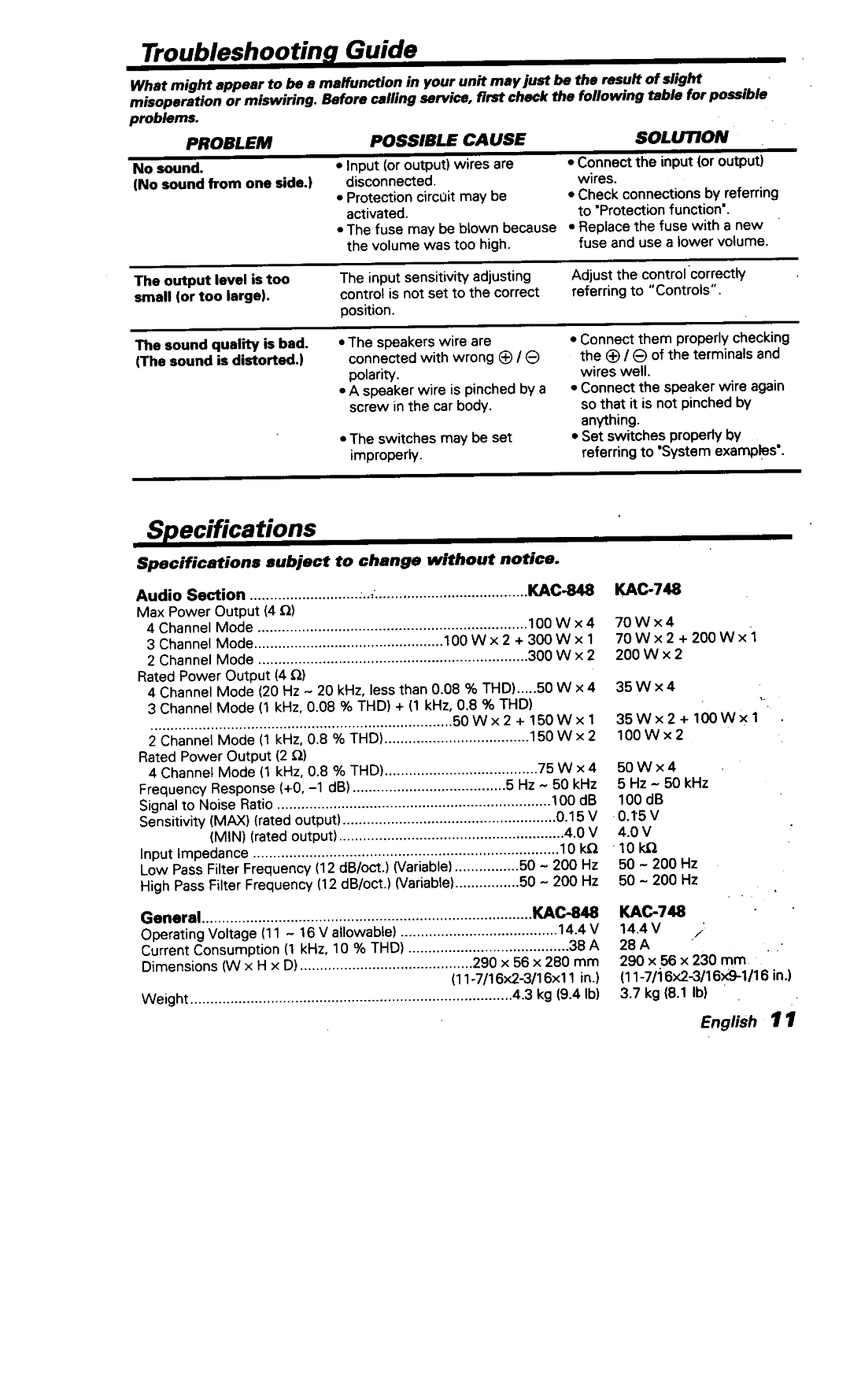 Kenwood KAC-748 manual 