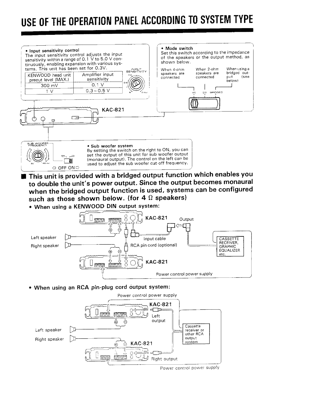 Kenwood KAC-821 manual 