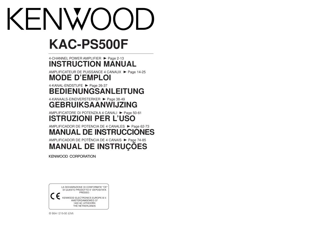 Kenwood KAC-PS500F instruction manual 