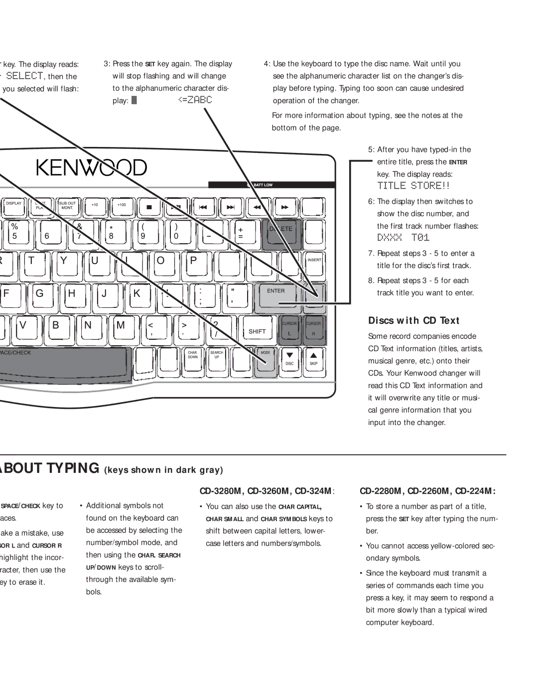 Kenwood KB-IR1 instruction manual =Zabc, Discs with CD Text 