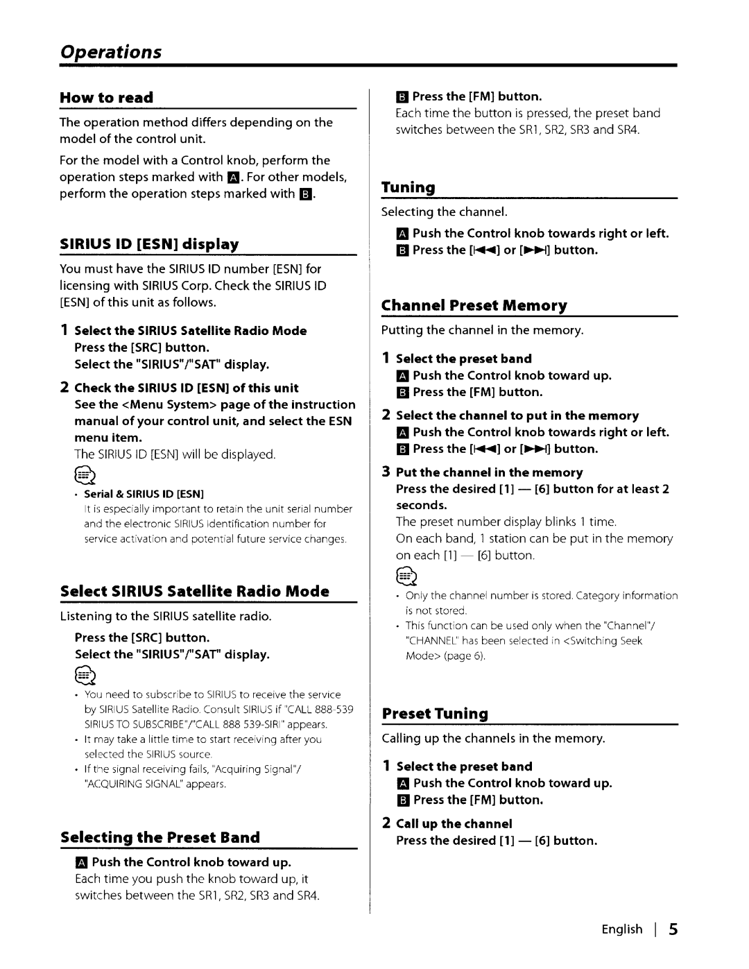 Kenwood KCA-SR50 instruction manual Operations 