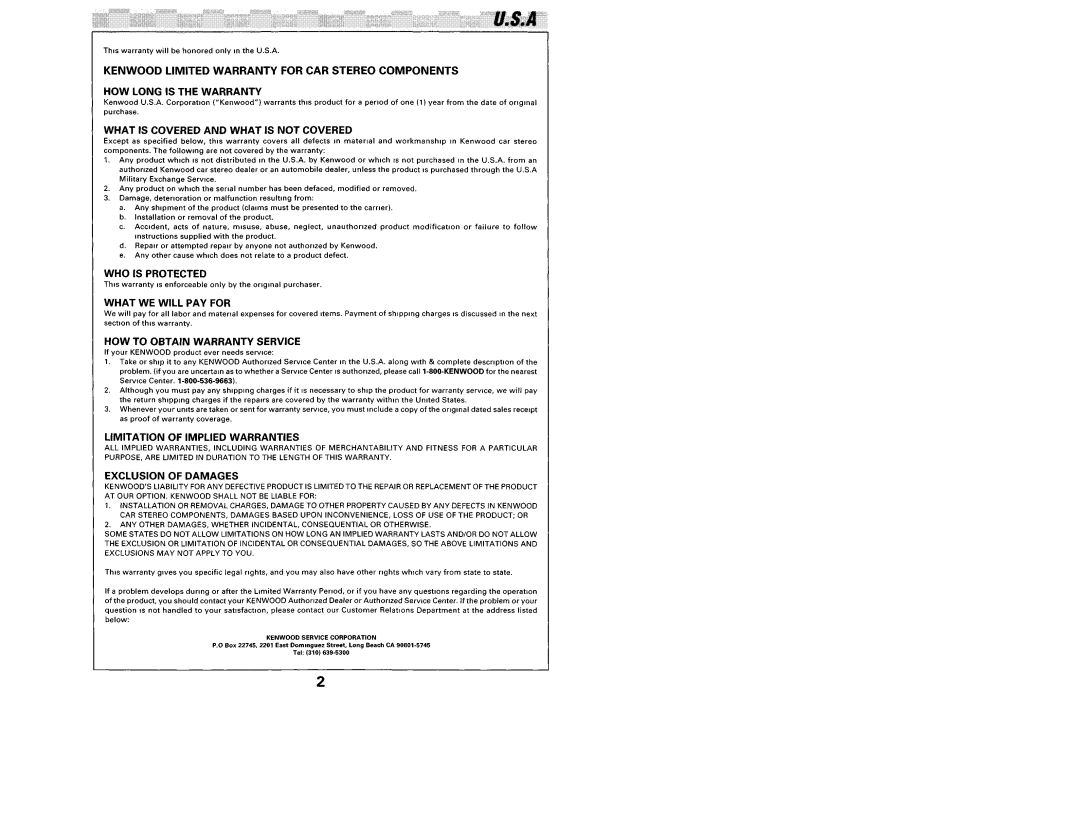 Kenwood KDC-115S instruction manual 