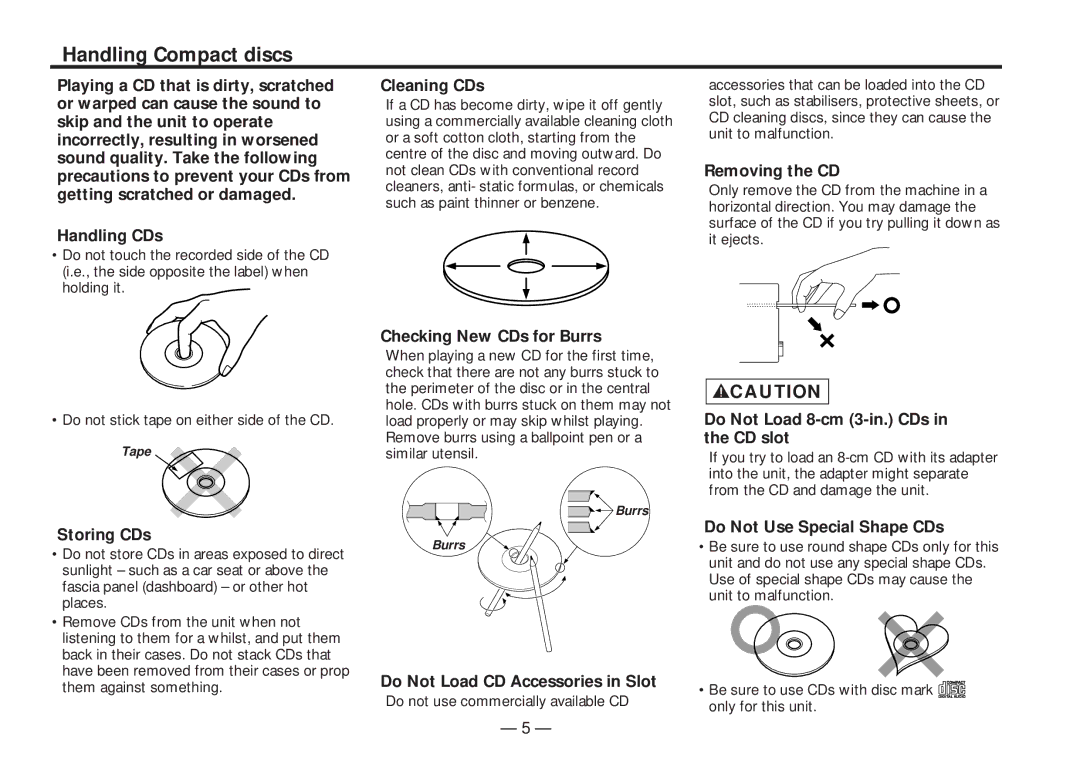 Kenwood KDC-4060RA, KDC-4060RG instruction manual Handling Compact discs 