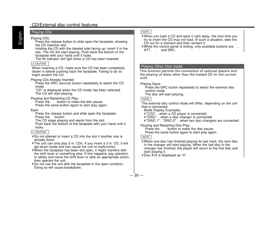 Kenwood KDC-516S, KDC-57MR, KDC-V6017, KDC-X617 instruction manual Playing CDs, Playing Other Disc mode 