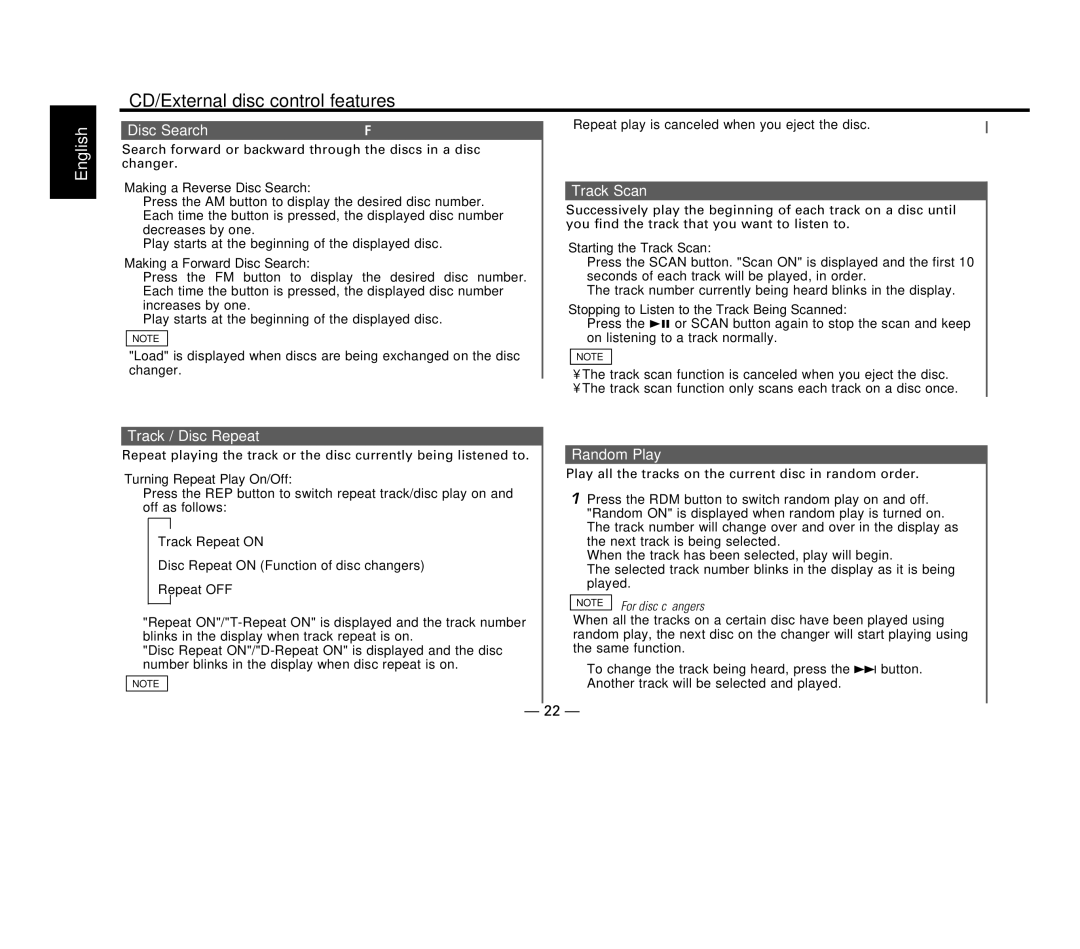 Kenwood KDC-V6017, KDC-516S, KDC-57MR, KDC-X617 instruction manual Track Scan, Track / Disc Repeat, Random Play 