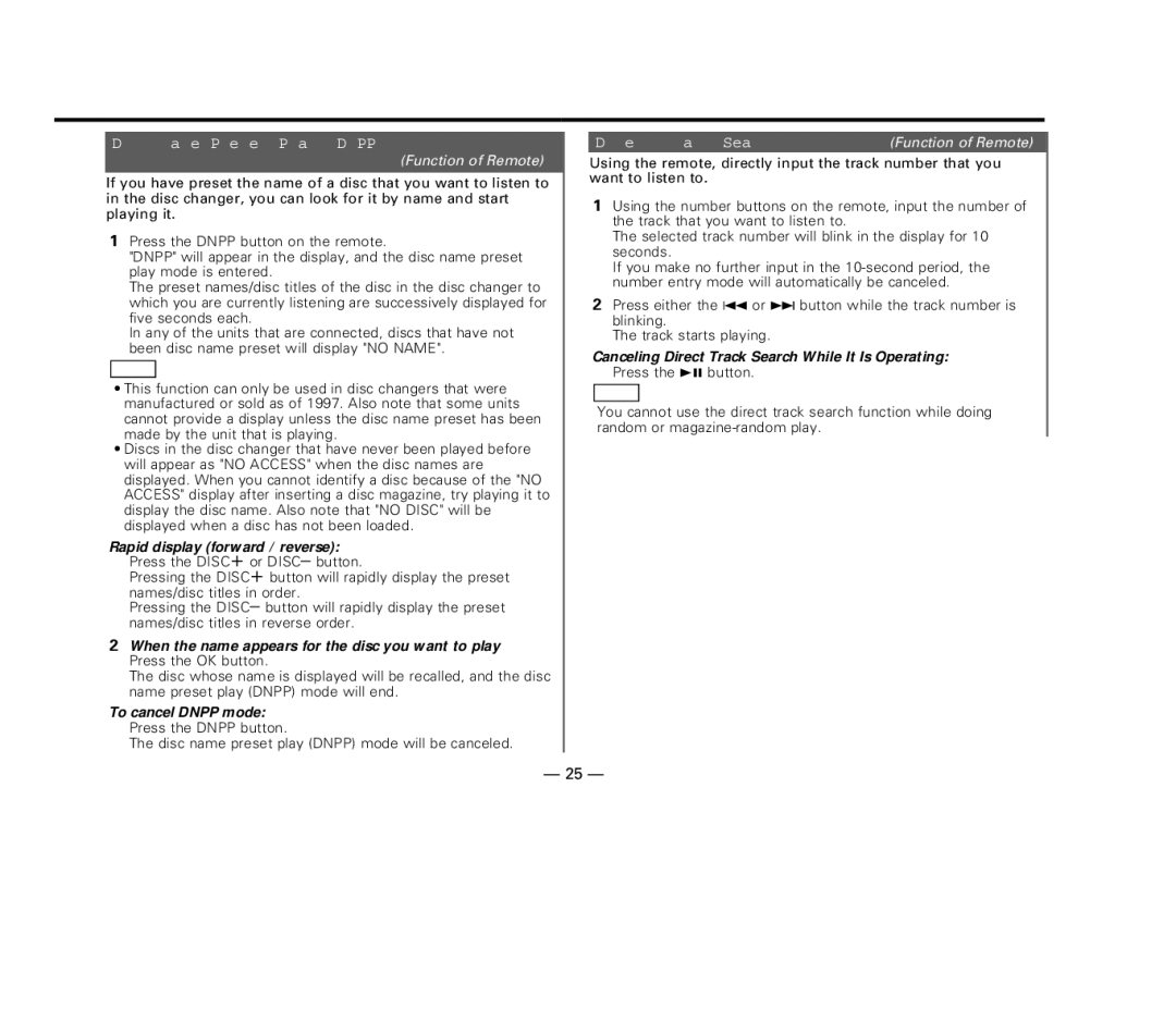 Kenwood KDC-57MR Disc Name Preset Play Dnpp, Rapid display forward / reverse, To cancel Dnpp mode Press the Dnpp button 