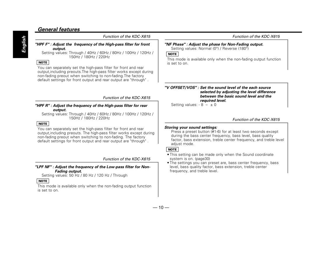 Kenwood KDC-X615, KDC-6015, KDC-515S instruction manual Storing your sound settings 