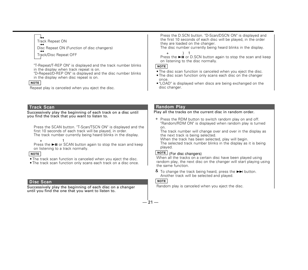 Kenwood KDC-6015, KDC-X615, KDC-515S instruction manual Track Scan, Random Play 