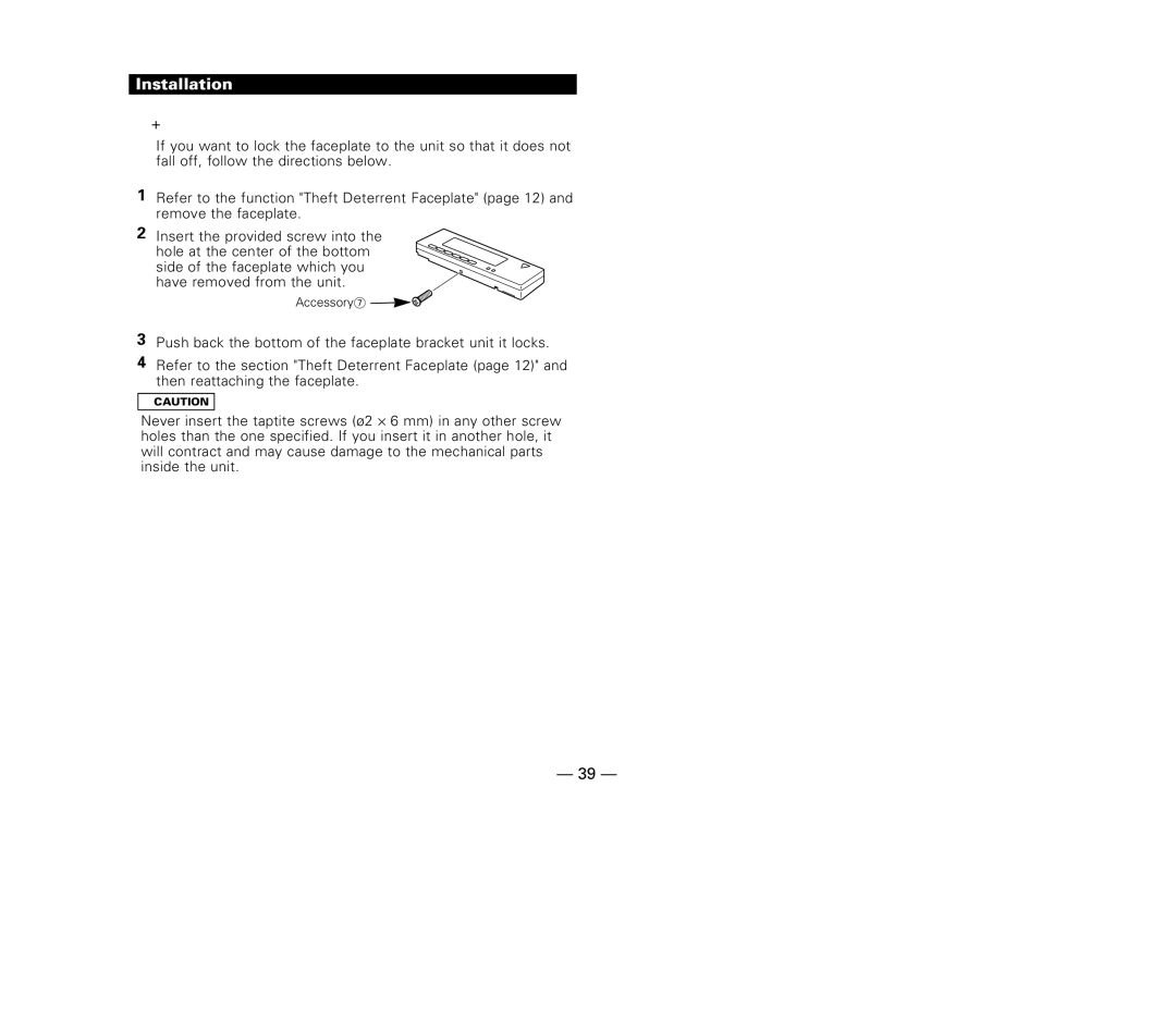 Kenwood KDC-6015, KDC-X615, KDC-515S instruction manual Installation 