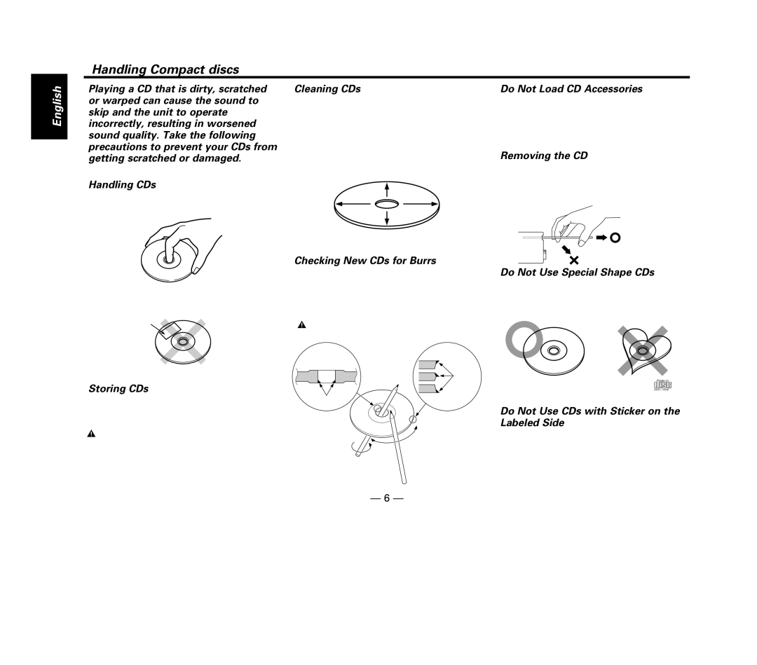 Kenwood KDC-6015, KDC-X615, KDC-515S instruction manual Handling Compact discs 