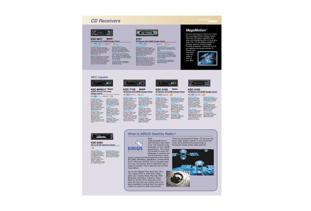 Kenwood KDC-9017 manual CD Receivers, MegaMotion 