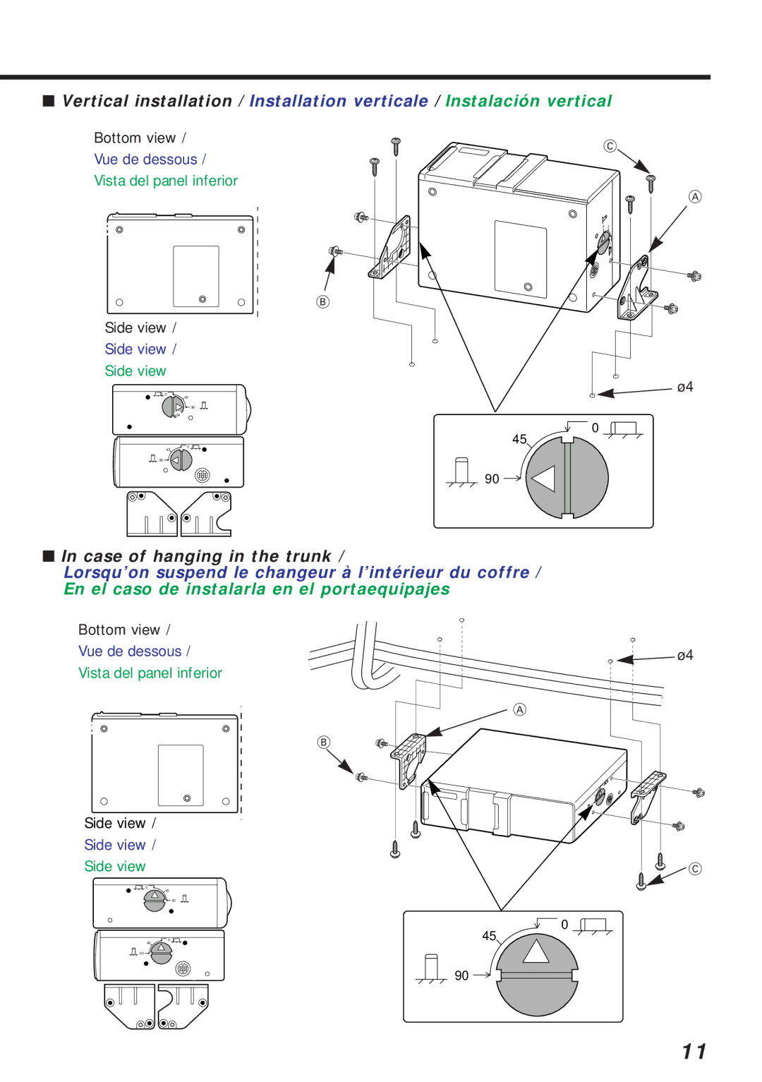 Kenwood KDC-C461 instruction manual Case of hanging in the trunk 