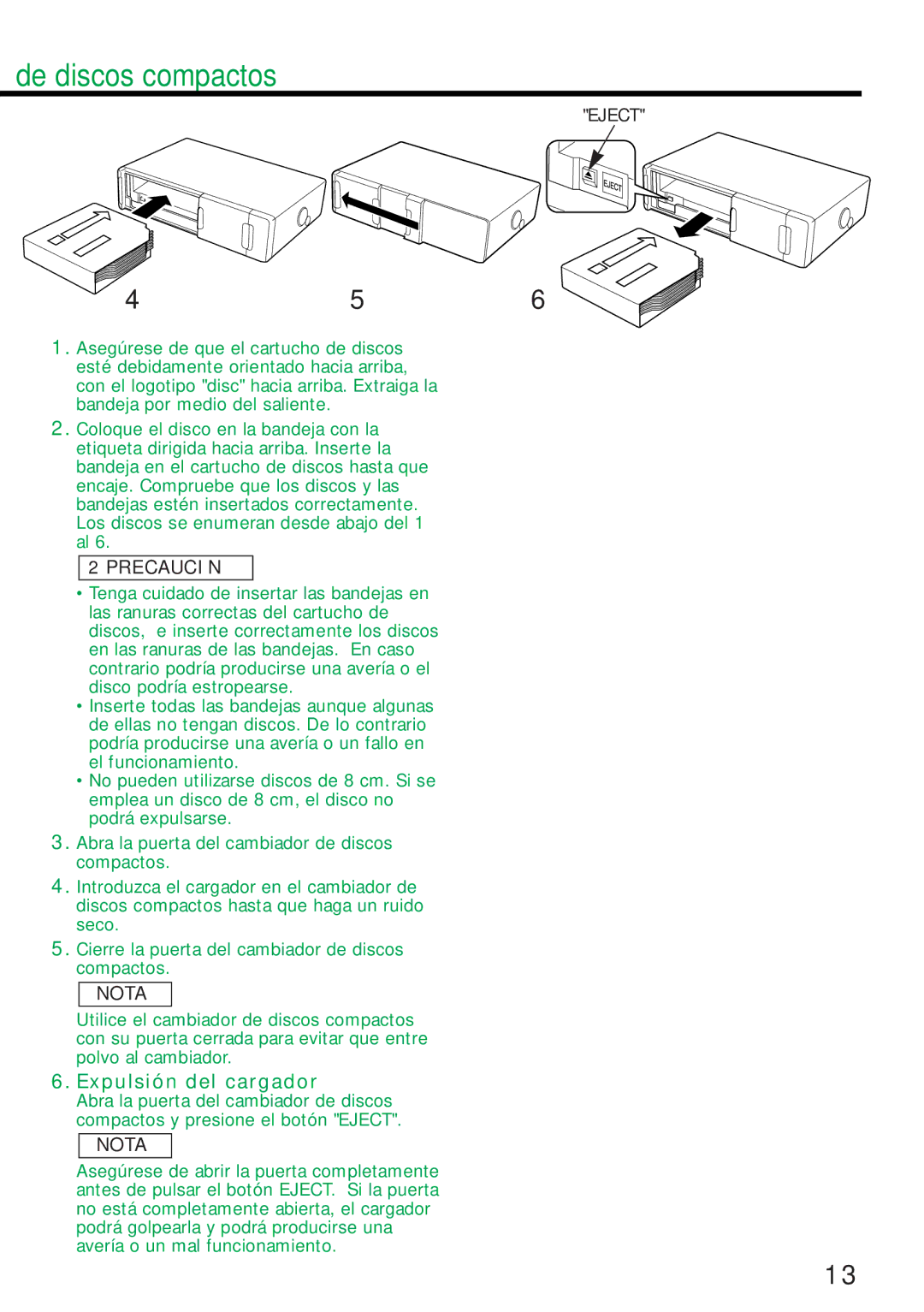 Kenwood KDC-C461 instruction manual De discos compactos 