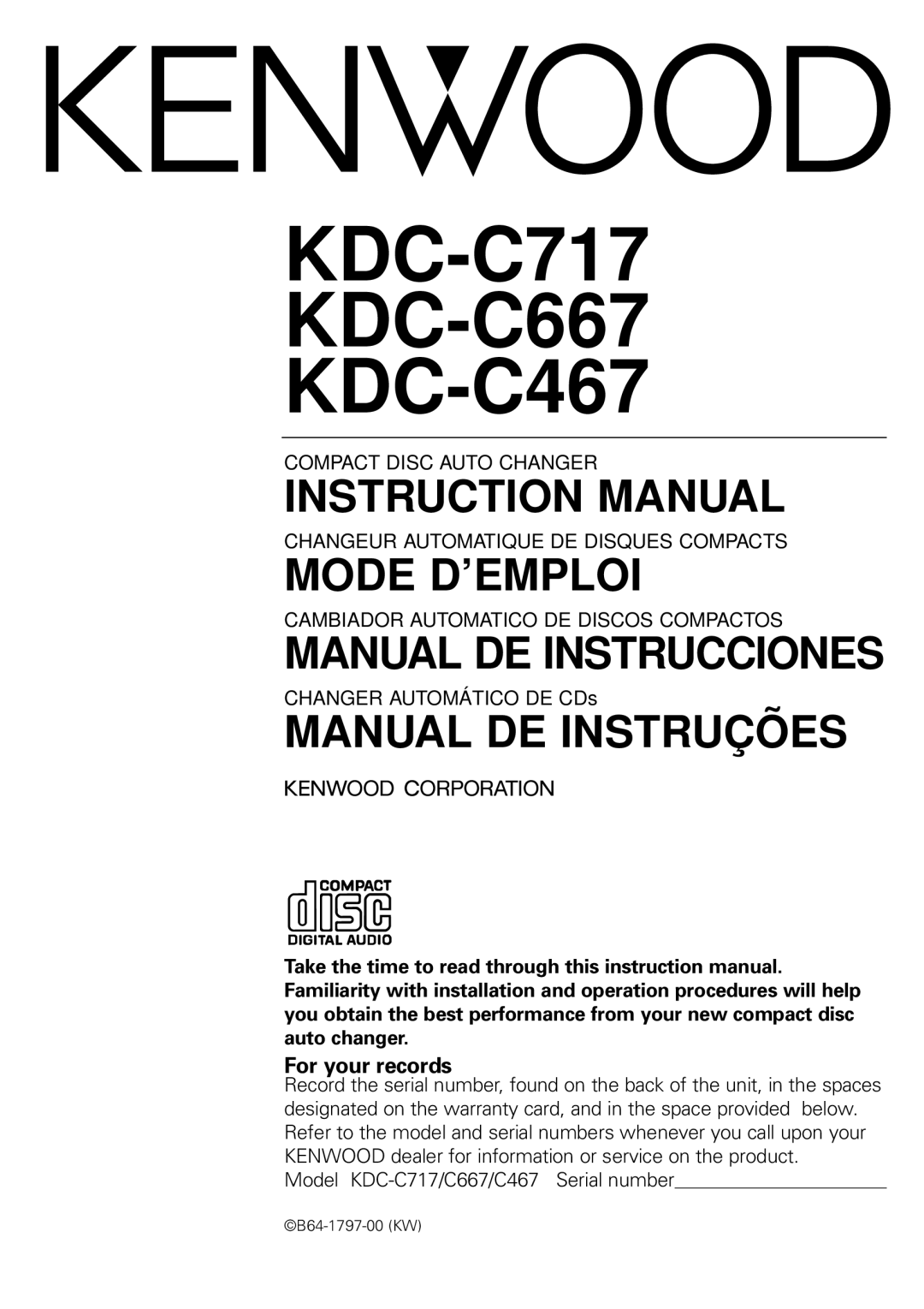 Kenwood instruction manual KDC-C717 KDC-C667 KDC-C467 