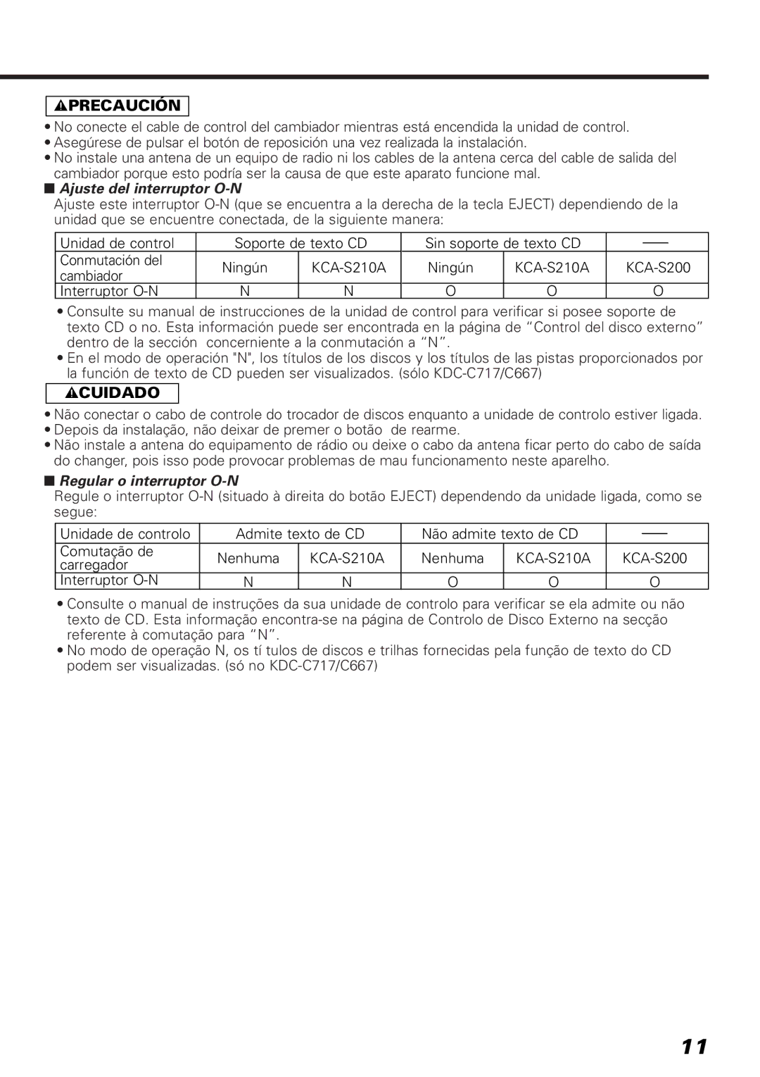 Kenwood KDC-C467, KDC-C717, KDC-C667 instruction manual Ajuste del interruptor O-N, Regular o interruptor O-N 