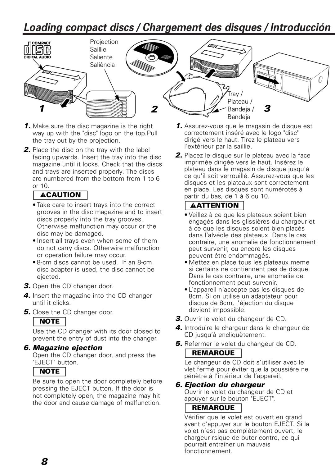 Kenwood KDC-C467, KDC-C717, KDC-C667 instruction manual Magazine ejection 