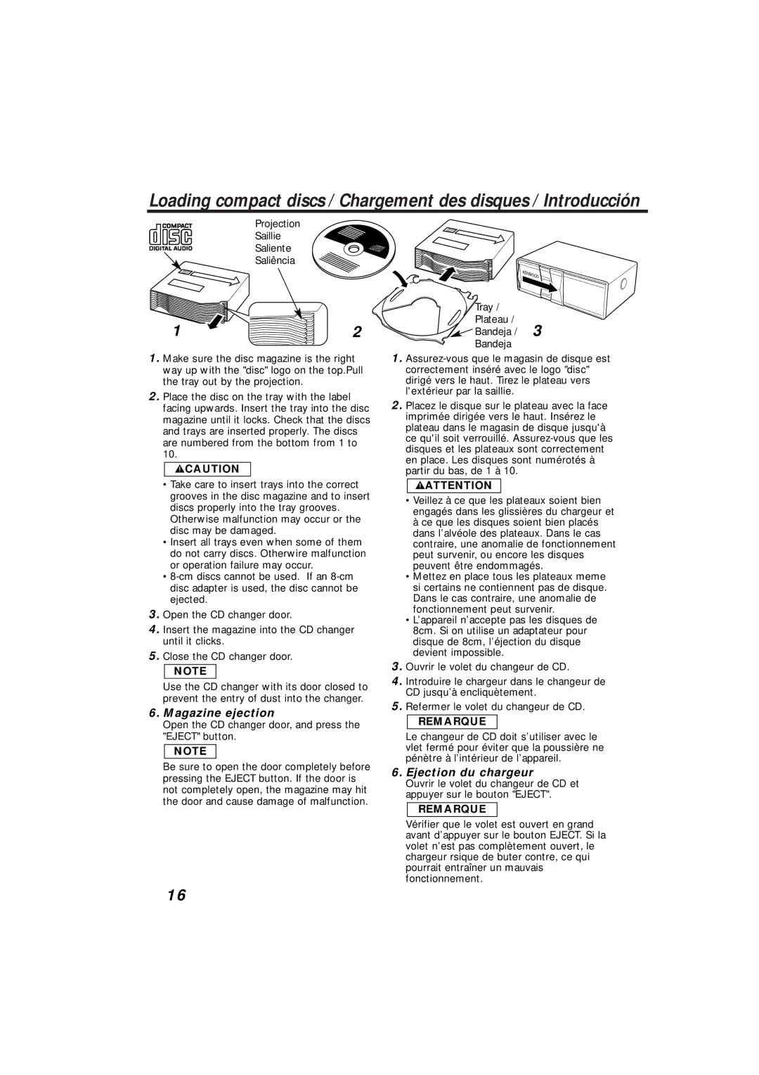 Kenwood KDC-C719MP instruction manual Magazine ejection, Ejection du chargeur 