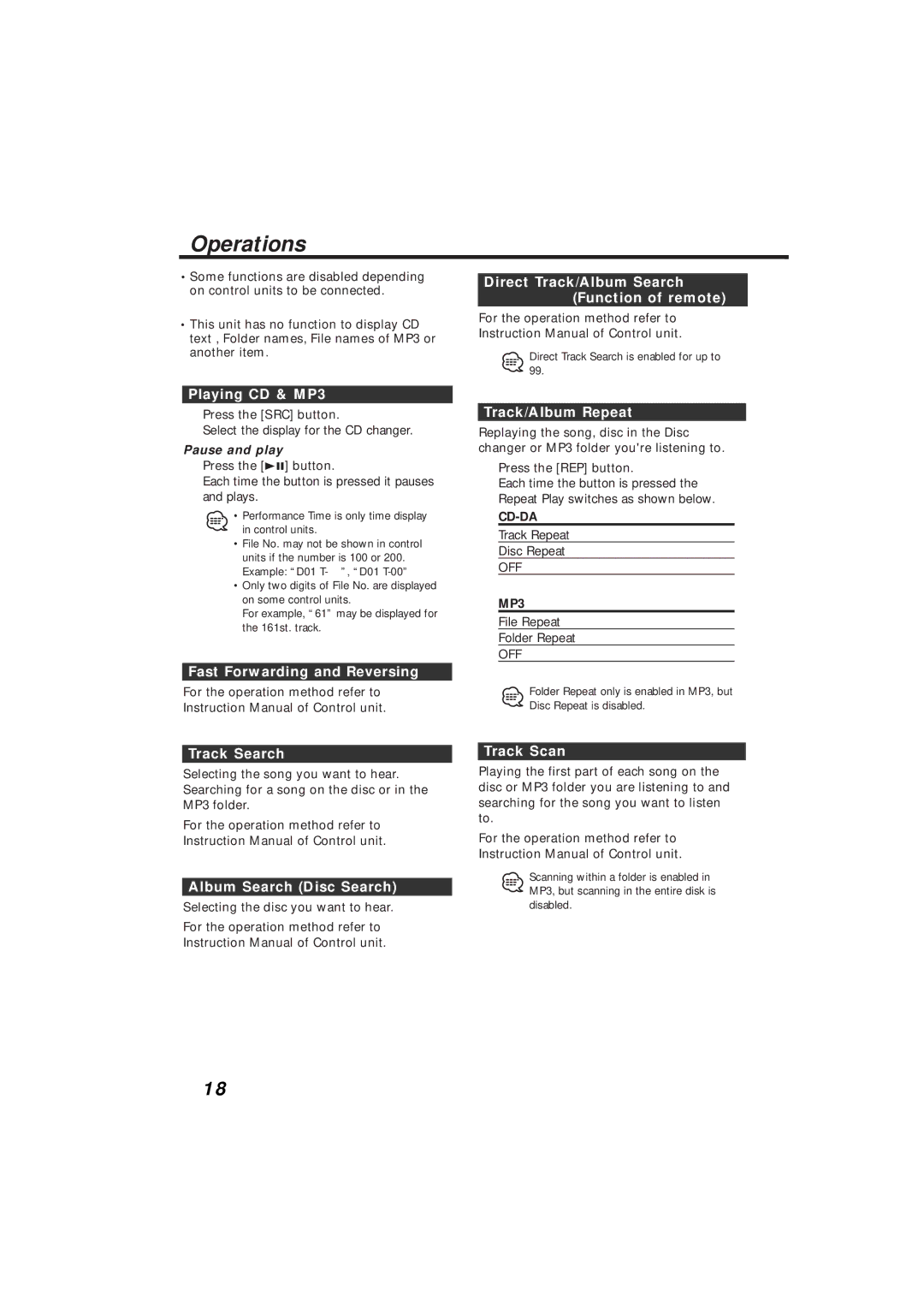 Kenwood KDC-C719MP instruction manual Operations 