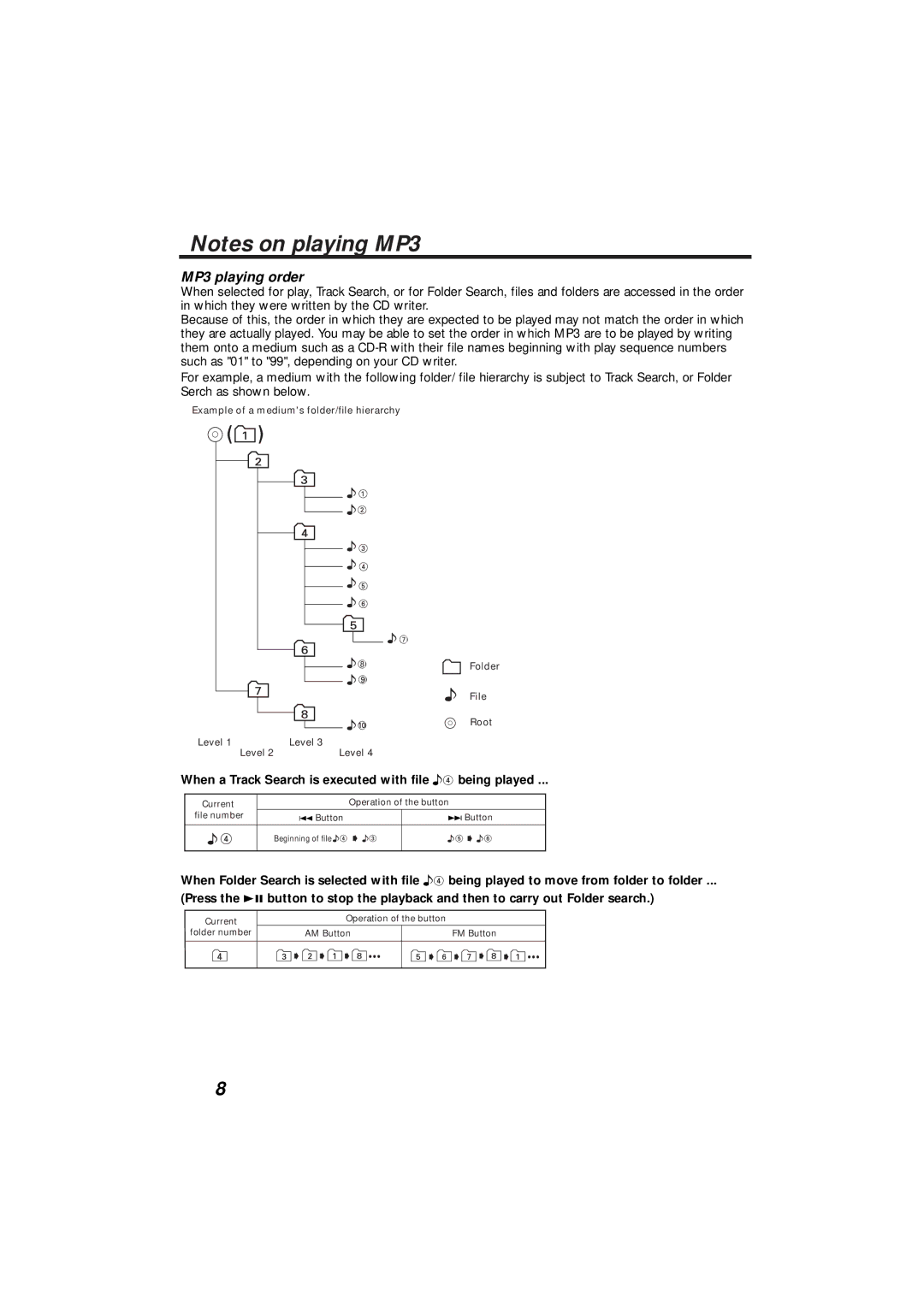 Kenwood KDC-C719MP instruction manual MP3 playing order 