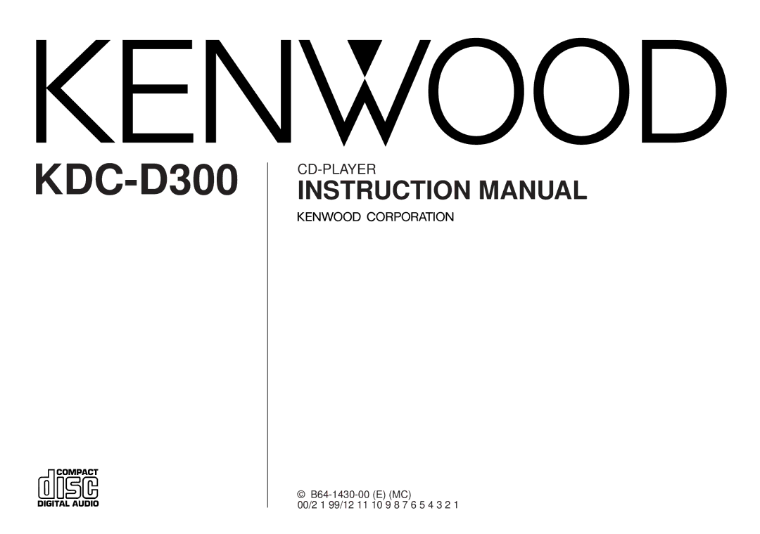 Kenwood KDC-D300 instruction manual 