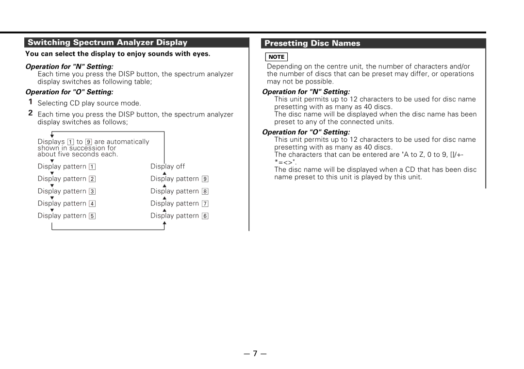 Kenwood KDC-D300 instruction manual Switching Spectrum Analyzer Display, Presetting Disc Names 