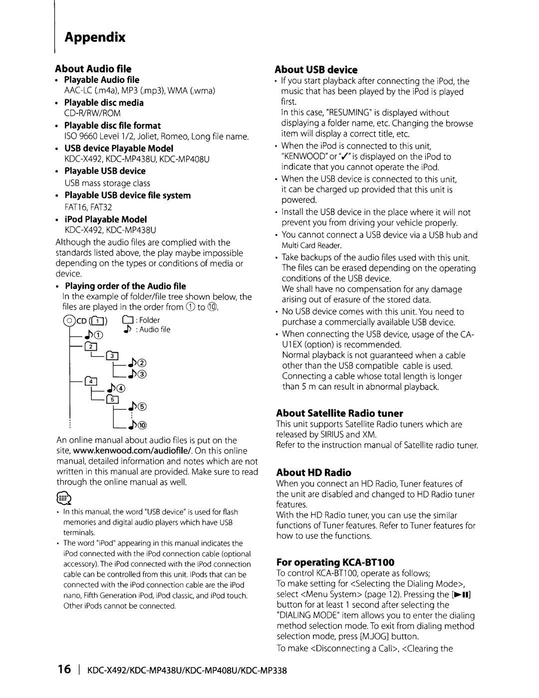 Kenwood KDC-MP338, KDC-MP438U, KDC-MP408U instruction manual Appendix 