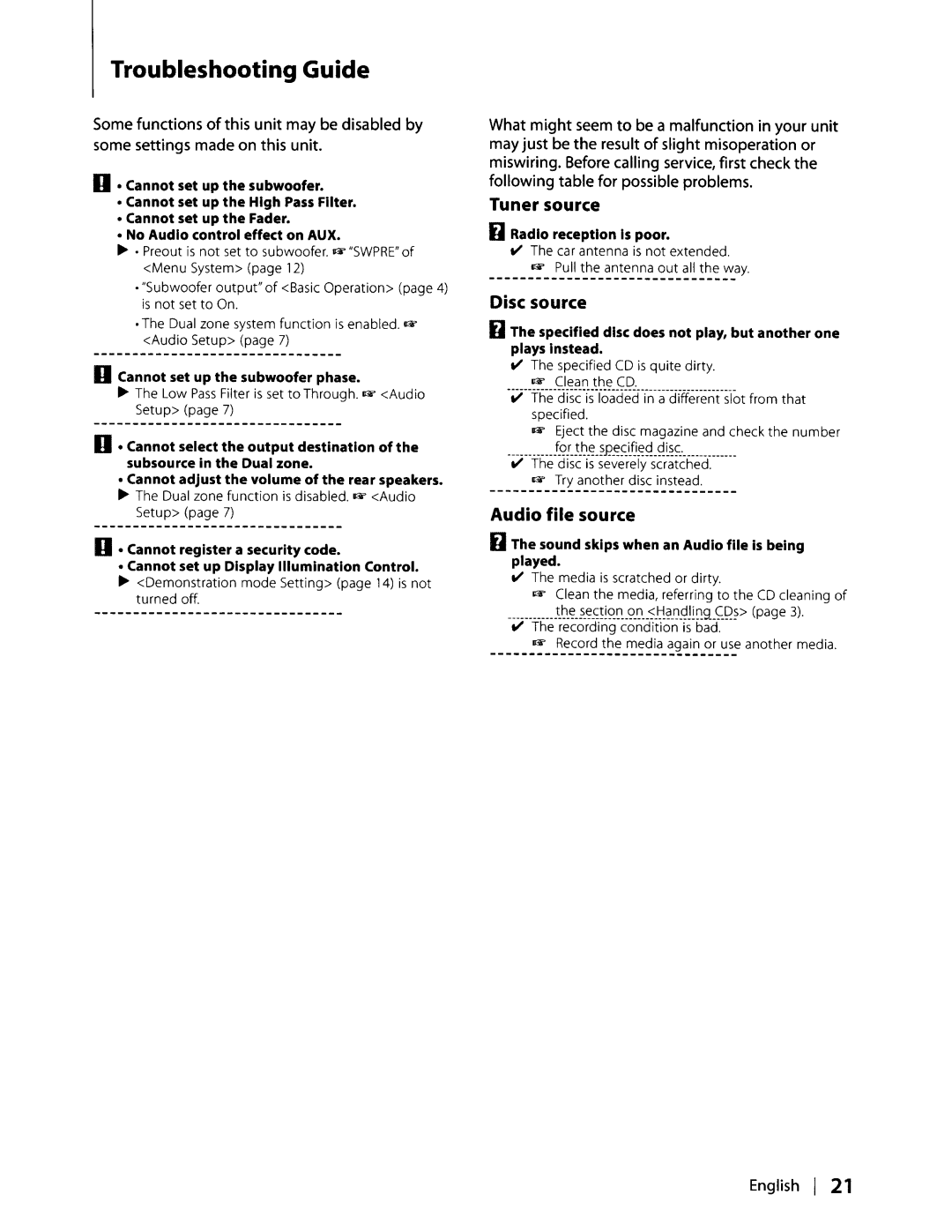 Kenwood KDC-MP438U, KDC-MP338, KDC-MP408U instruction manual Tuner source, Disc source, Audio file source 