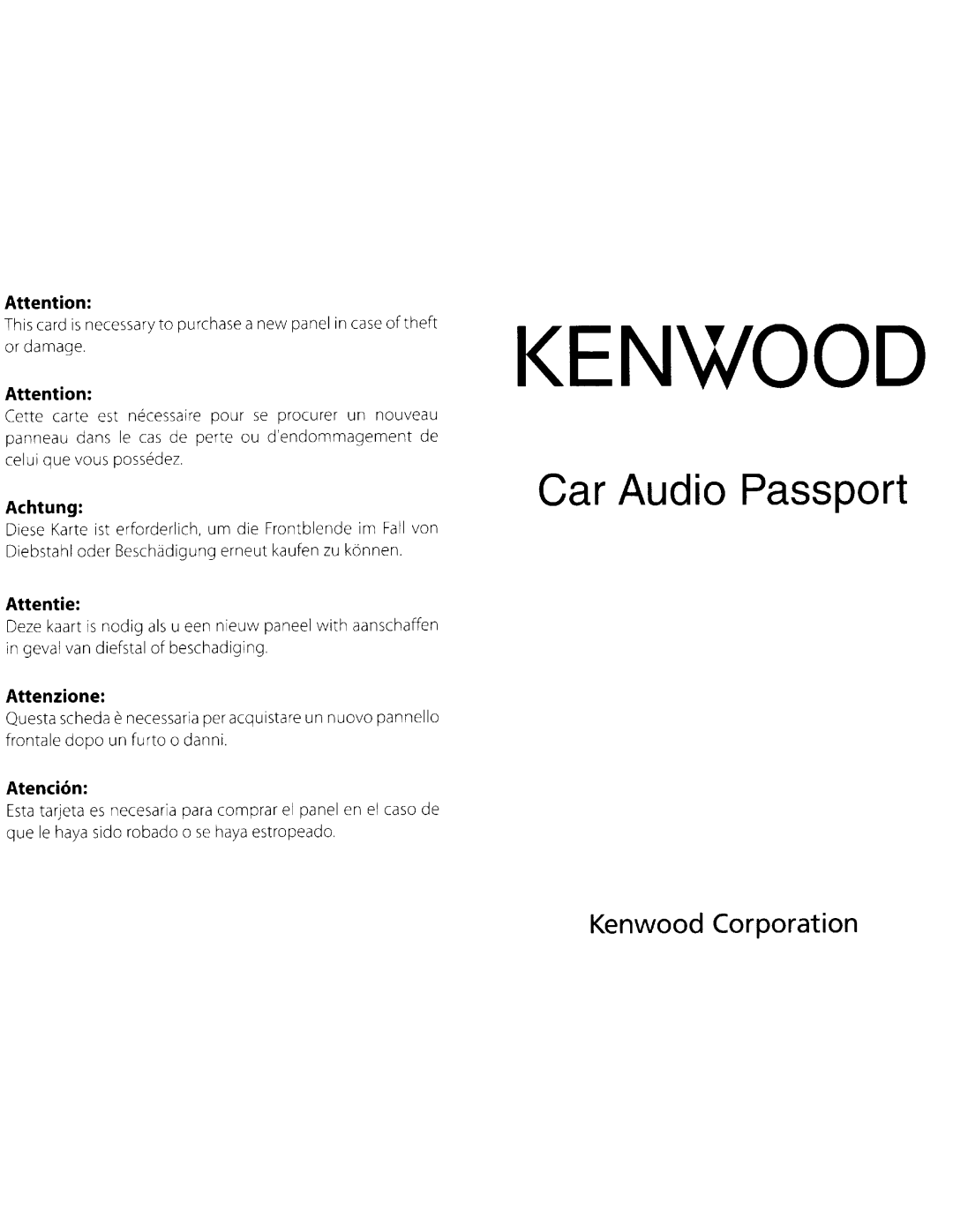 Kenwood KDC-MP438U, KDC-MP338, KDC-MP408U instruction manual Achtung, Attentie, Attenzione, Atencion 