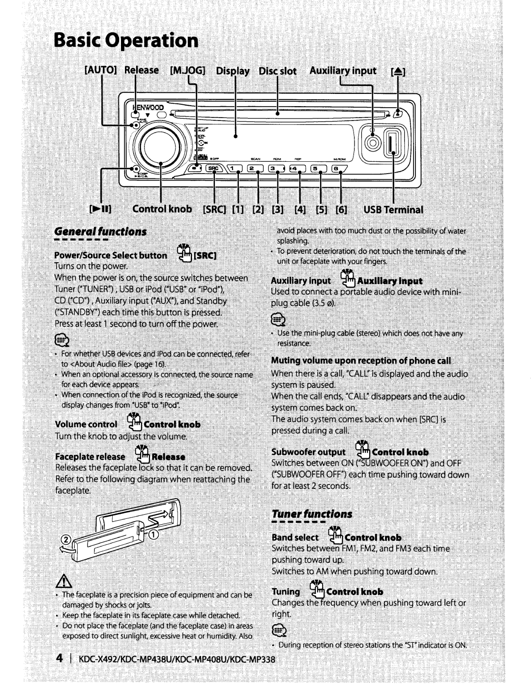 Kenwood KDC-MP338, KDC-MP438U, KDC-MP408U instruction manual 