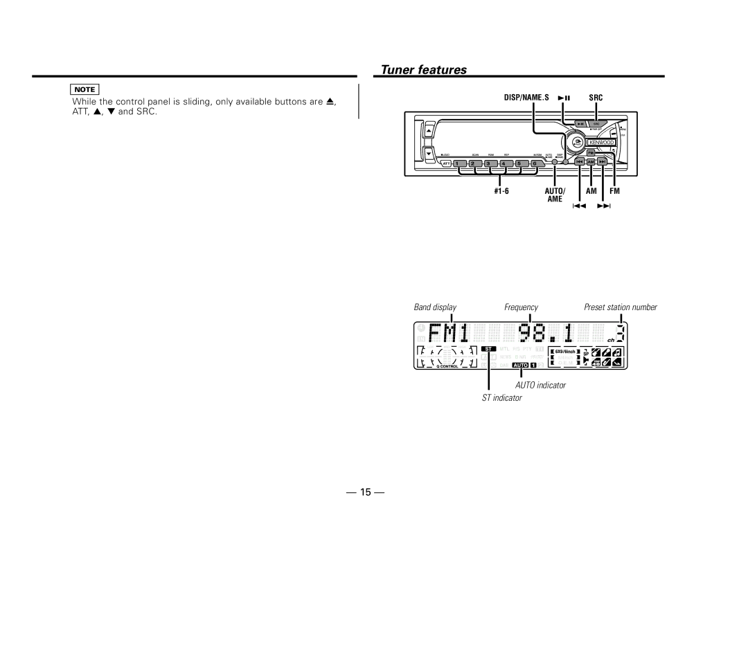 Kenwood KDC-MP8017 instruction manual Tuner features 