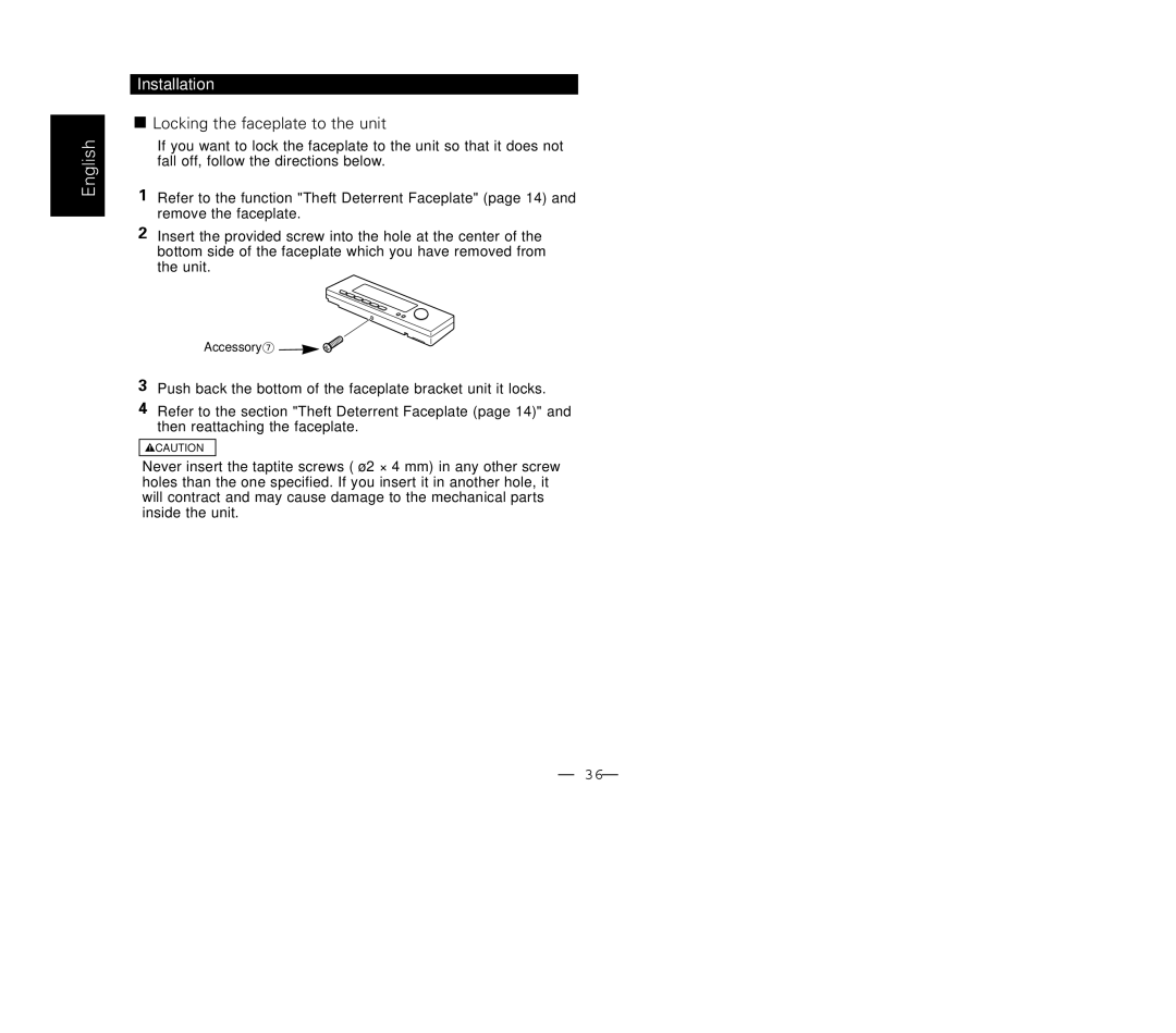 Kenwood KDC-MP8017 instruction manual Locking the faceplate to the unit 