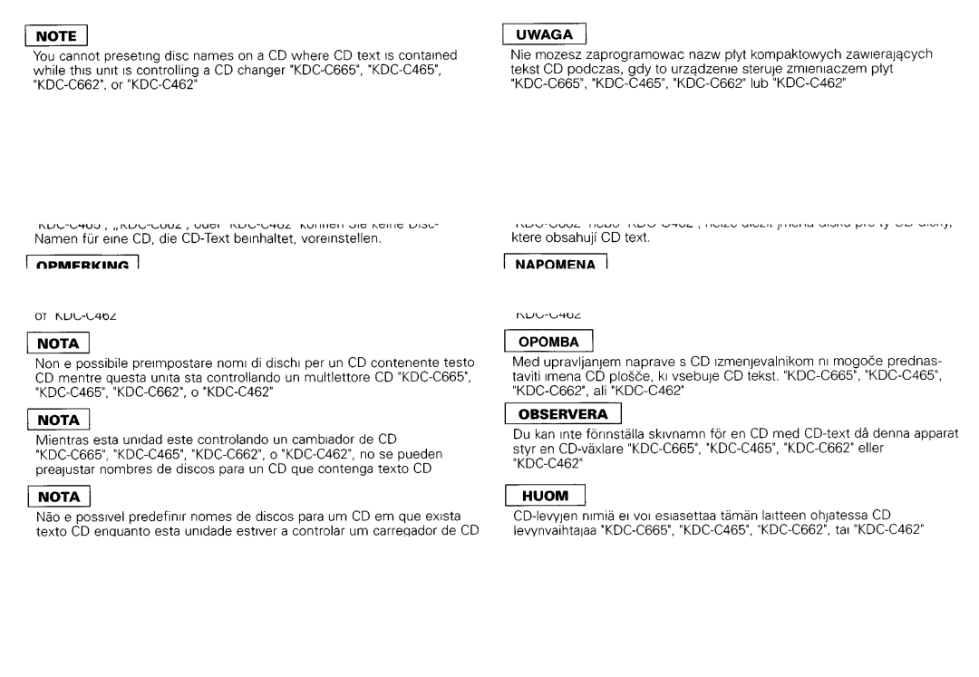 Kenwood KDC-MP8017 instruction manual Anmerkung 