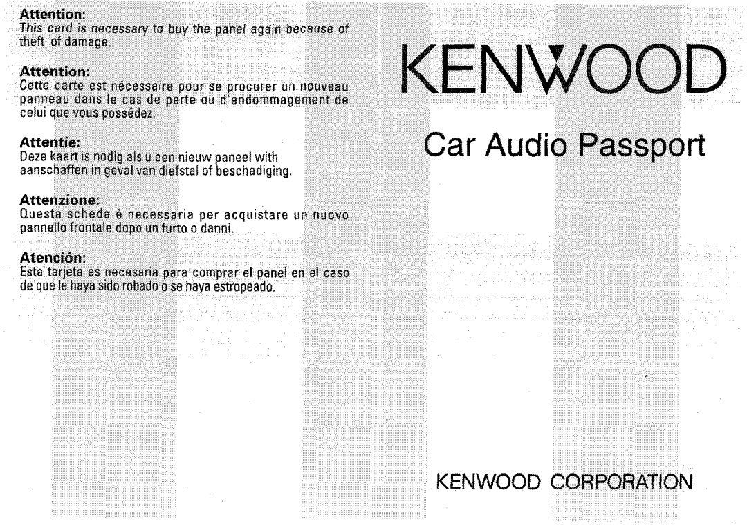 Kenwood KDC-MP8017 instruction manual Kenwood 