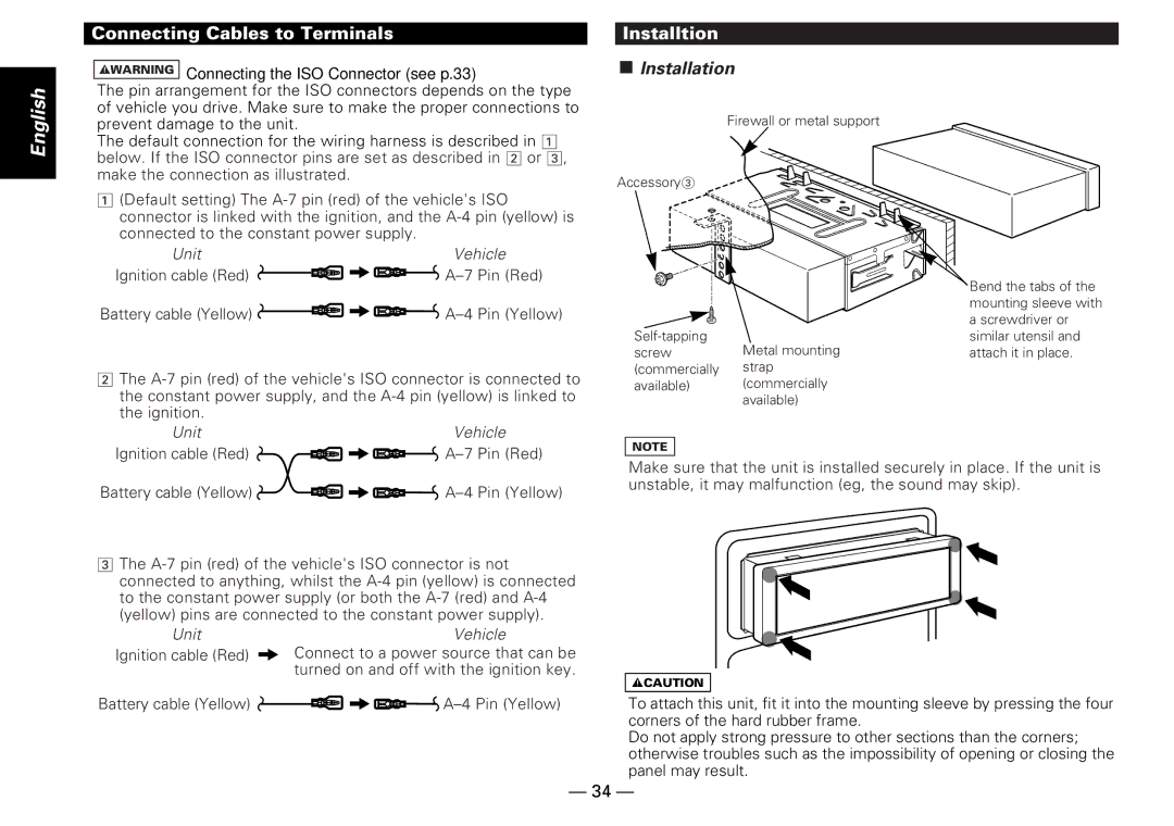 Kenwood KDC-PS909 instruction manual Installtion, Installation 