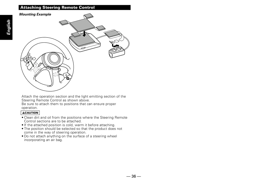 Kenwood KDC-PS909 instruction manual Attaching Steering Remote Control, Mounting Example 