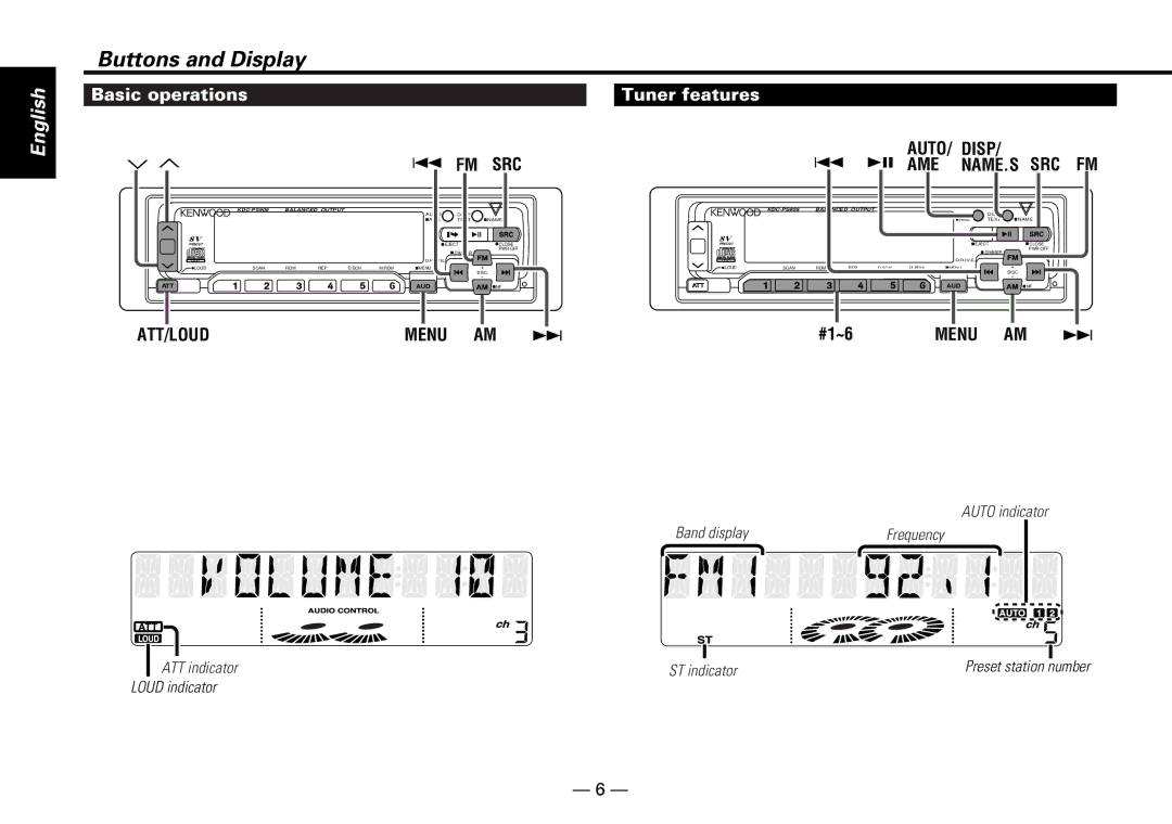 Kenwood KDC-PS909 instruction manual Buttons and Display, Basic operations Tuner features 