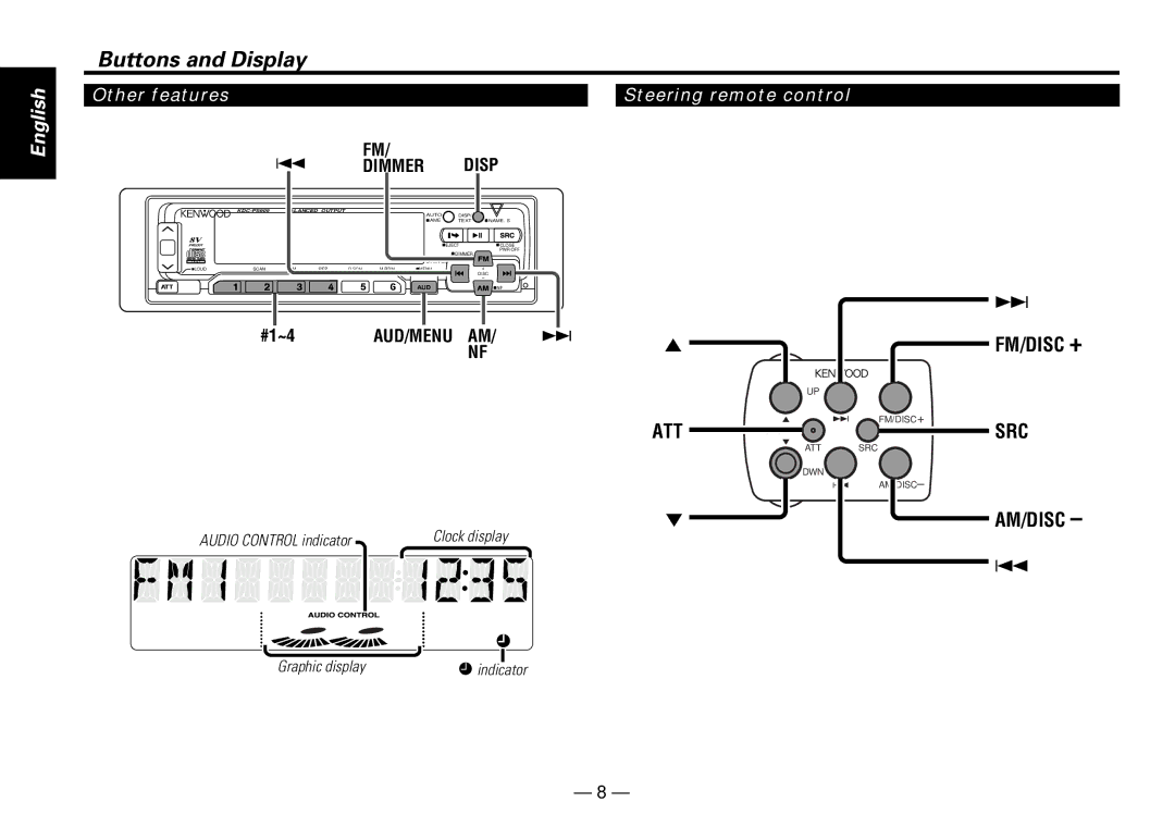 Kenwood KDC-PS909 instruction manual Other features Steering remote control, Dimmer 