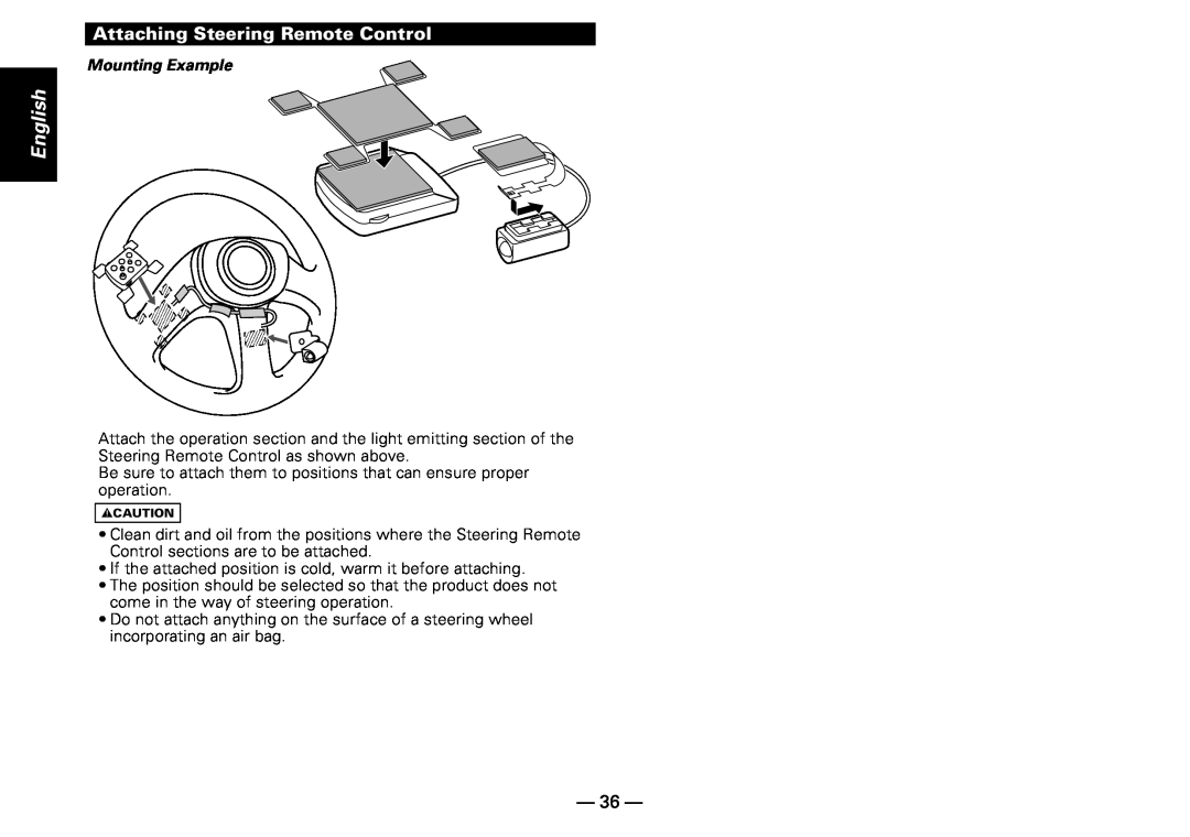 Kenwood KDC-PS909 instruction manual Attaching Steering Remote Control, English 