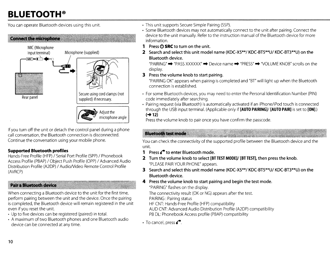 Kenwood KDC-X597 instruction manual You can operate Bluetooth devices using this unit, Supported Bluetooth profiles 