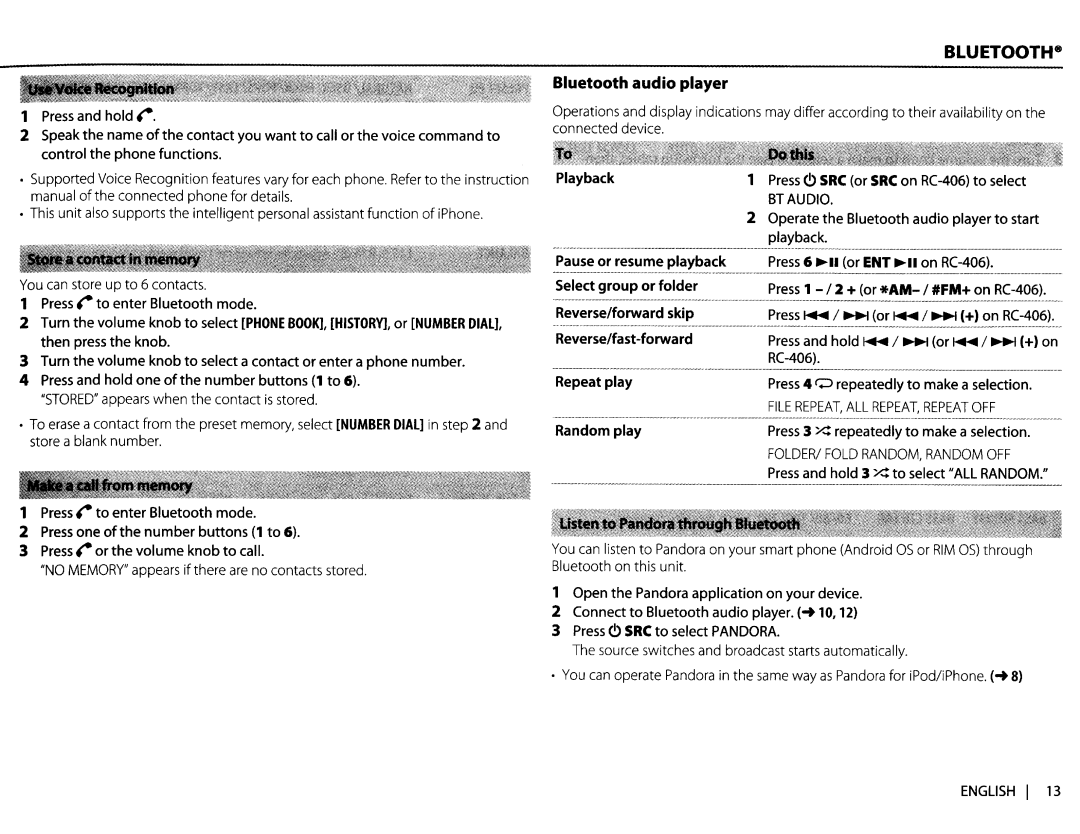 Kenwood KDC-X597 Manual of the connected phone for details, You can store up to 6 contacts, Connected device 